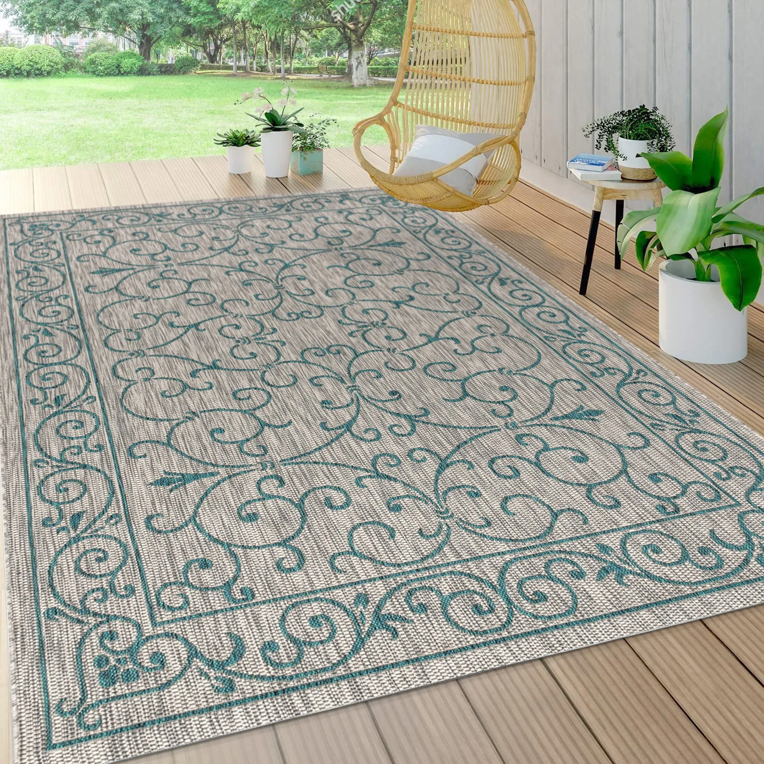 JONATHAN Y Filigree Textured Weave Indoor/Outdoor Area Rug