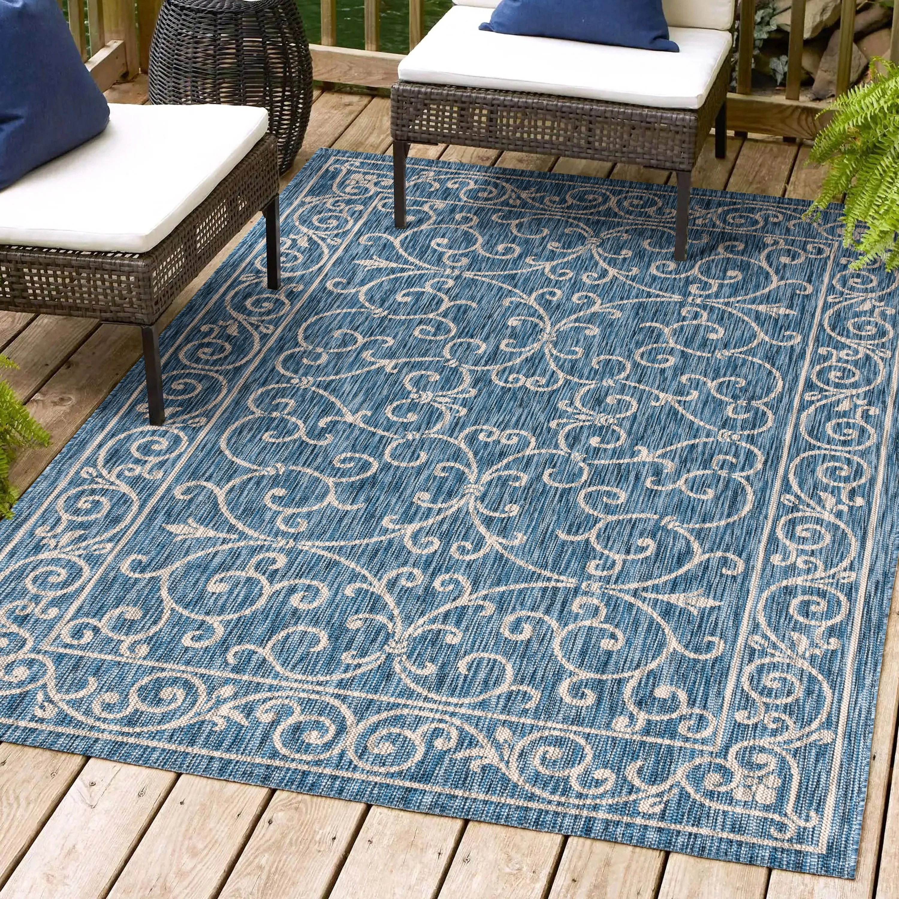 JONATHAN Y Filigree Textured Weave Indoor/Outdoor Area Rug