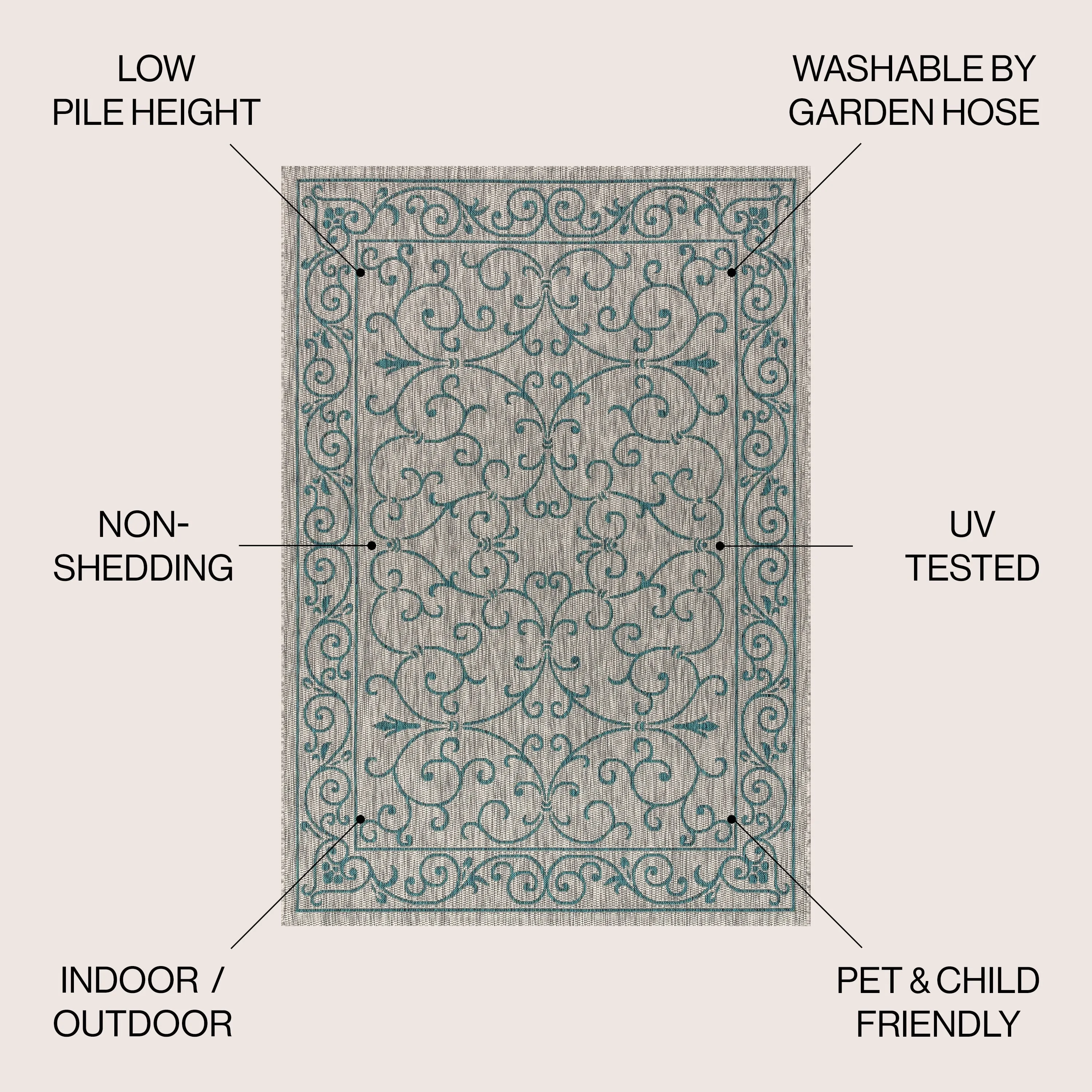 JONATHAN Y Filigree Textured Weave Indoor/Outdoor Area Rug
