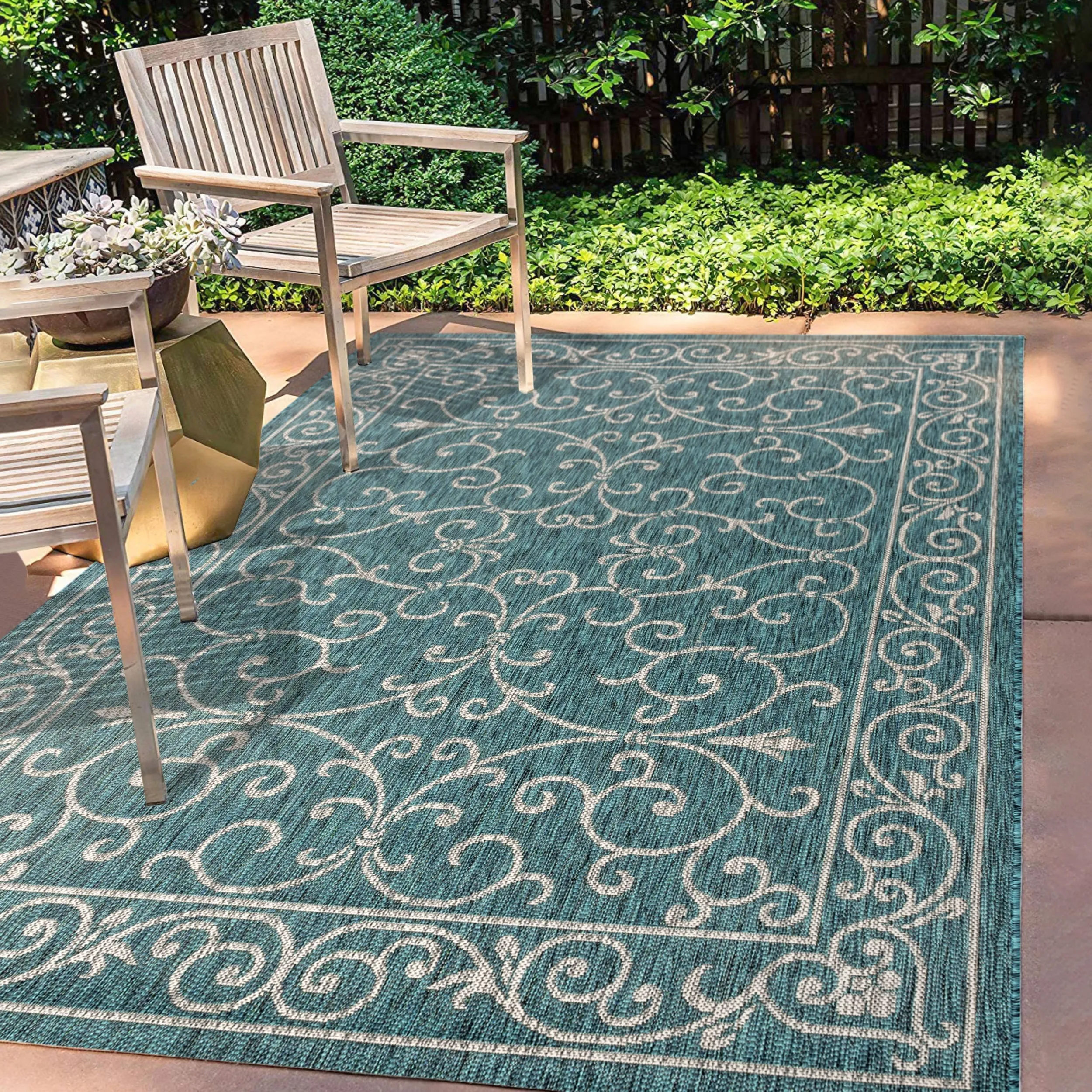 JONATHAN Y Filigree Textured Weave Indoor/Outdoor Area Rug