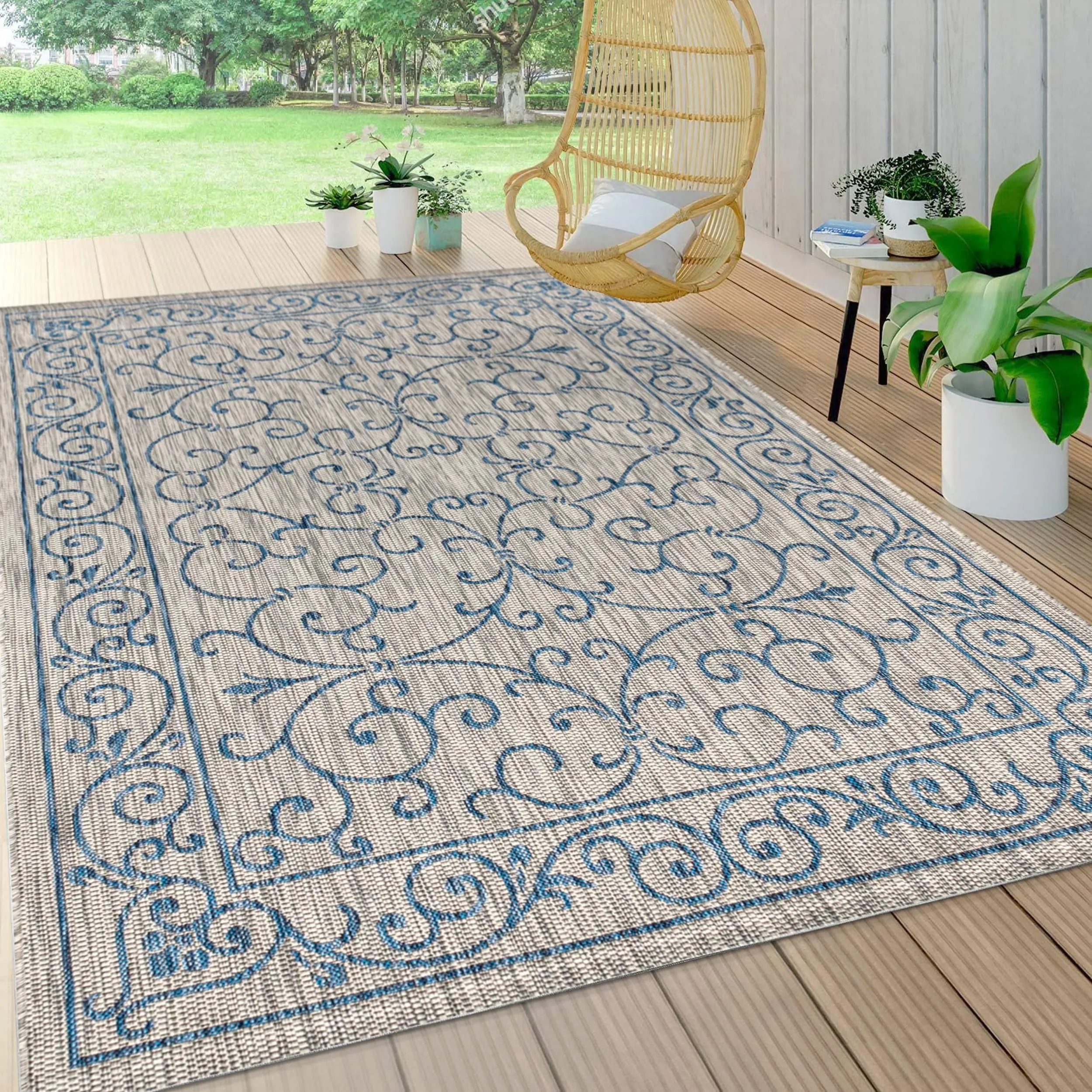 JONATHAN Y Filigree Textured Weave Indoor/Outdoor Area Rug