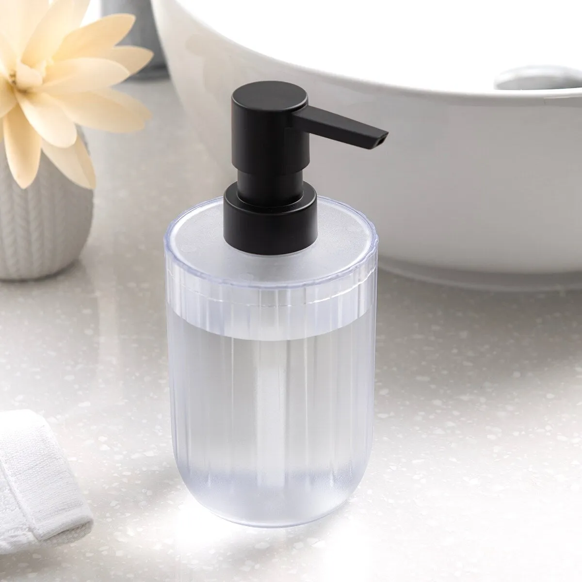 Kaliman Frosted Clear Plastic Soap/Lotion Dispenser - Frosted Clear - Soap /Lotion Pump