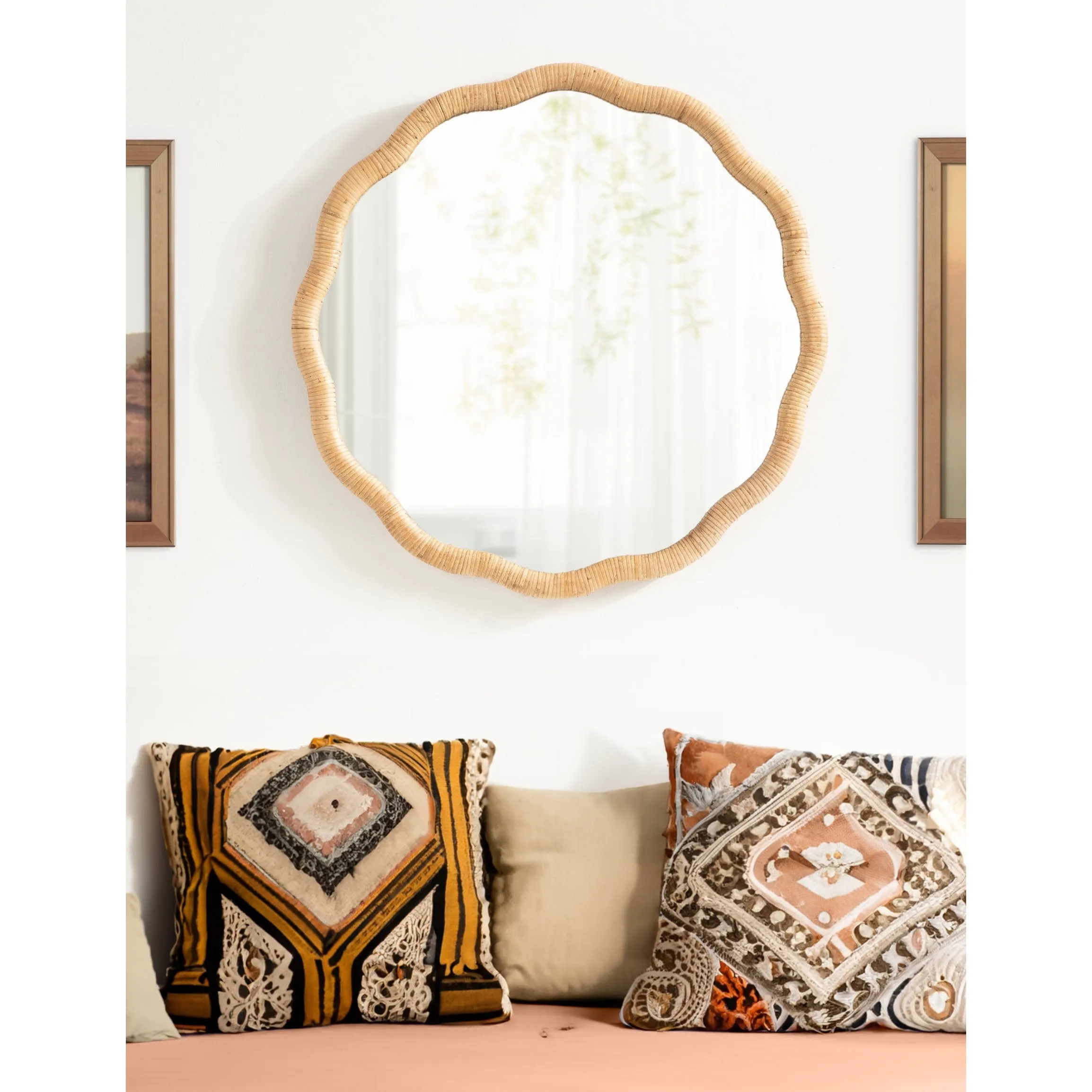 Kate and Laurel Rahfy Scallop Framed Wall Mirror - 26x26