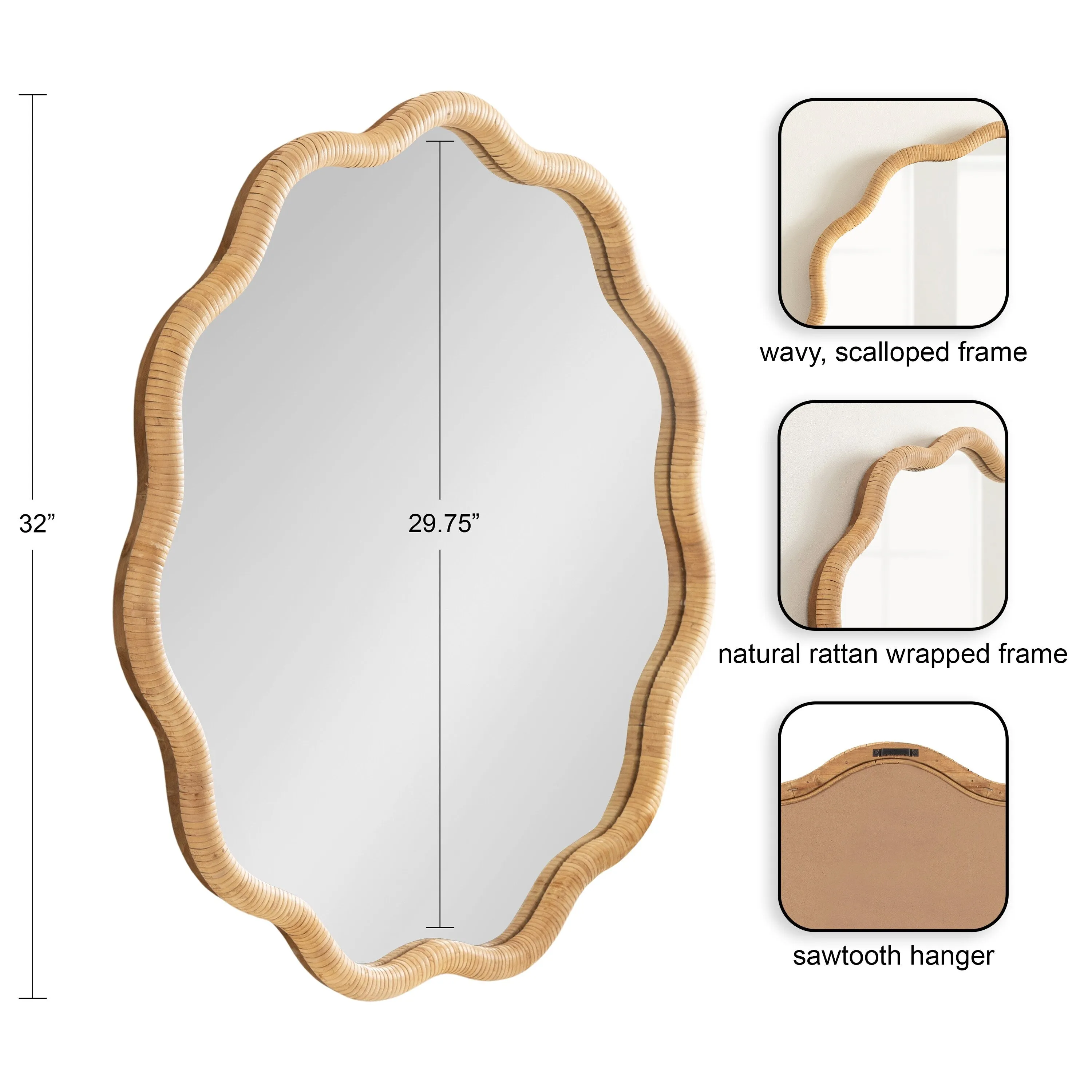 Kate and Laurel Rahfy Scallop Framed Wall Mirror - 26x26