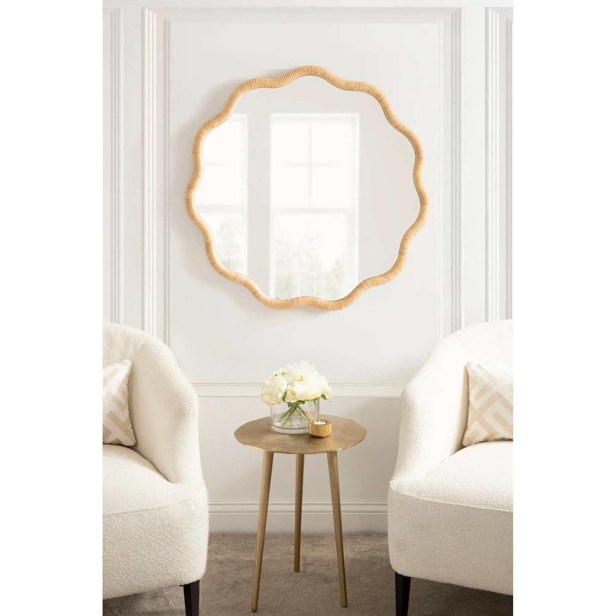 Kate and Laurel Rahfy Scallop Framed Wall Mirror - 26x26