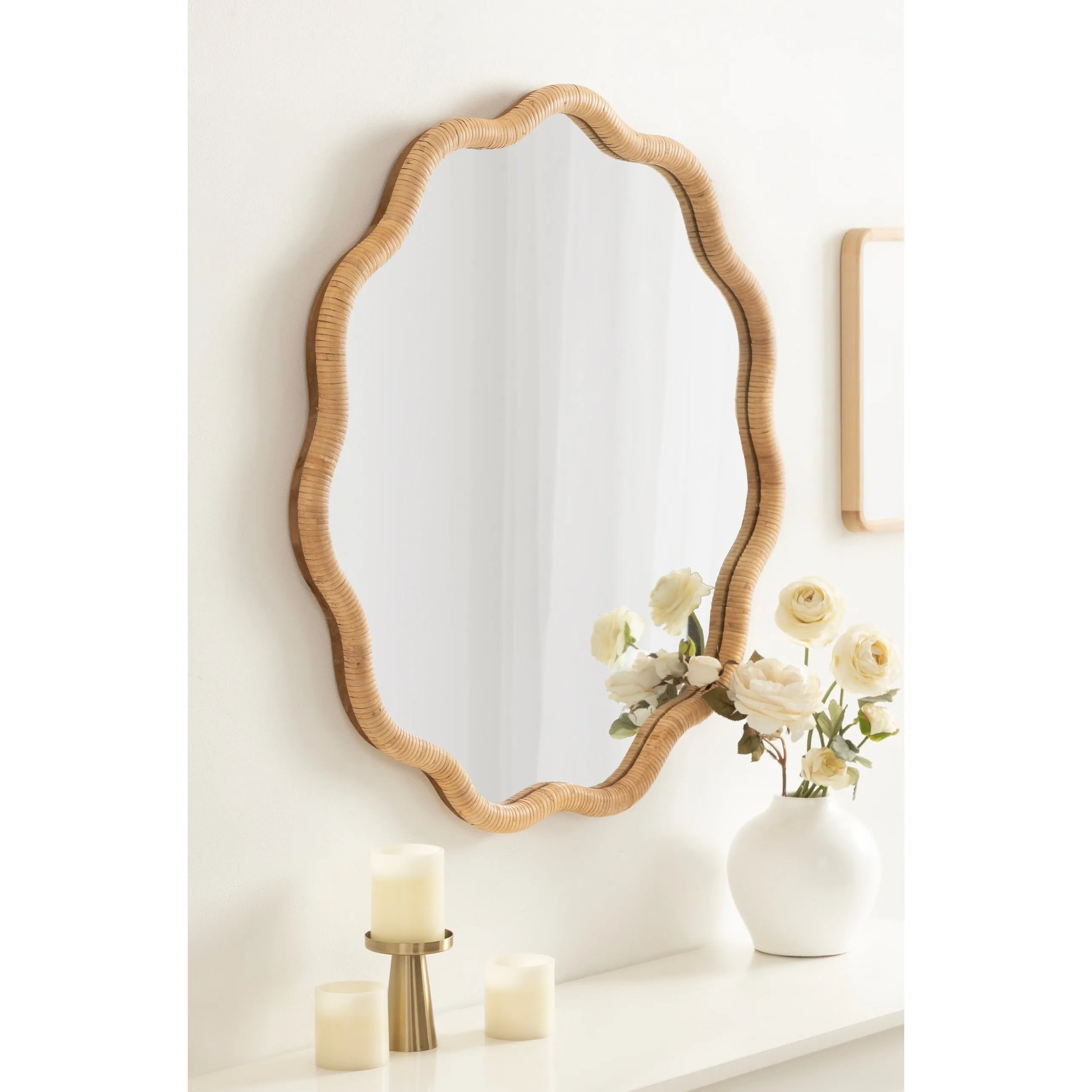 Kate and Laurel Rahfy Scallop Framed Wall Mirror - 26x26