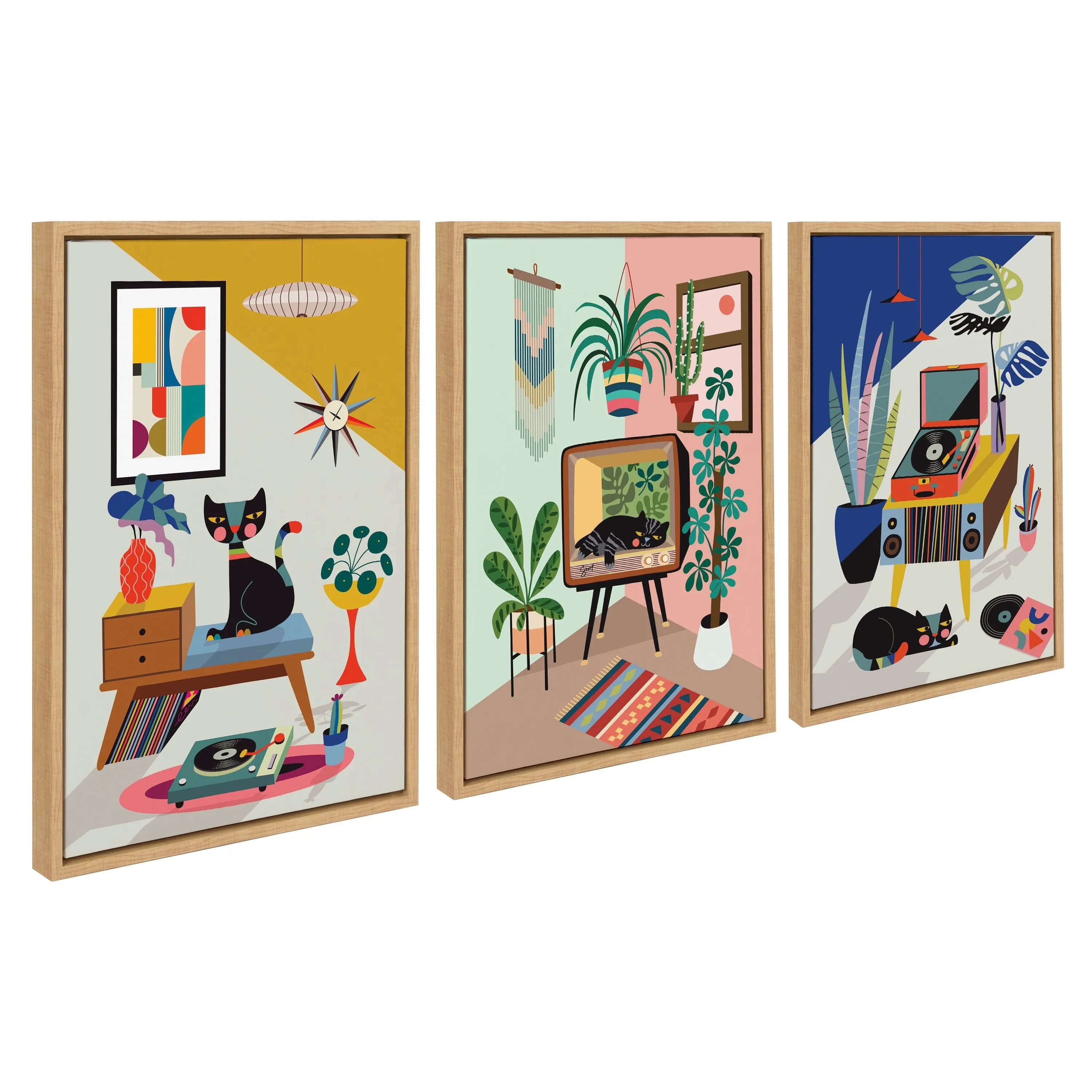Kate and Laurel Sylvie Chill Out Framed Canvas Art Set by Rachel Lee