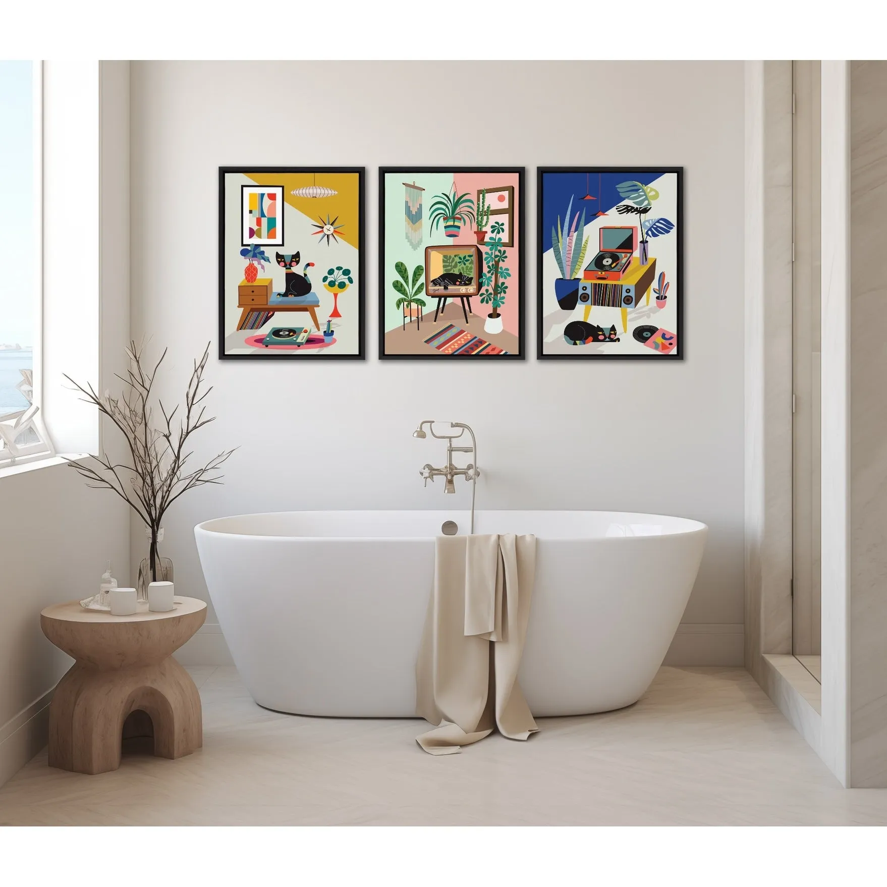 Kate and Laurel Sylvie Chill Out Framed Canvas Art Set by Rachel Lee