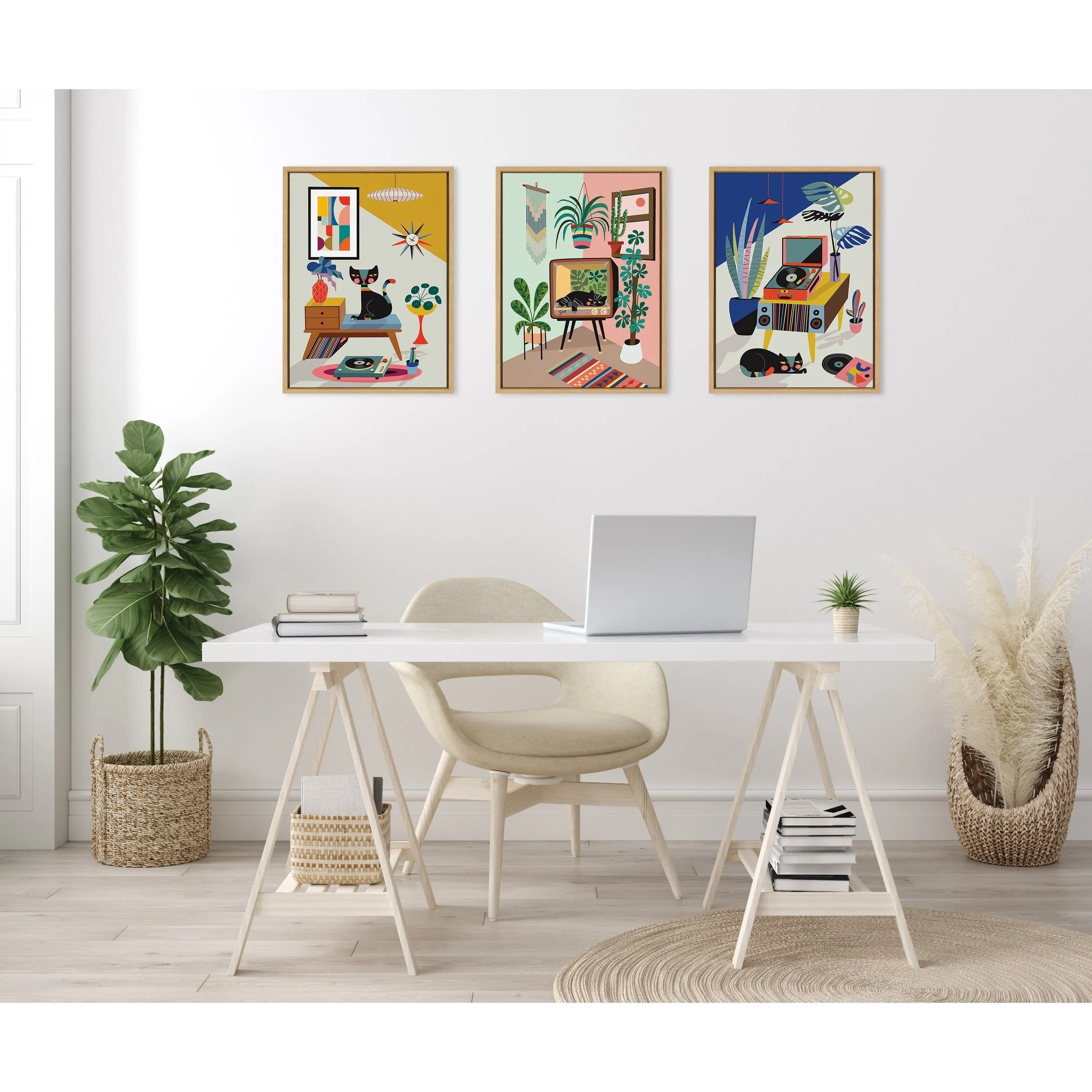 Kate and Laurel Sylvie Chill Out Framed Canvas Art Set by Rachel Lee