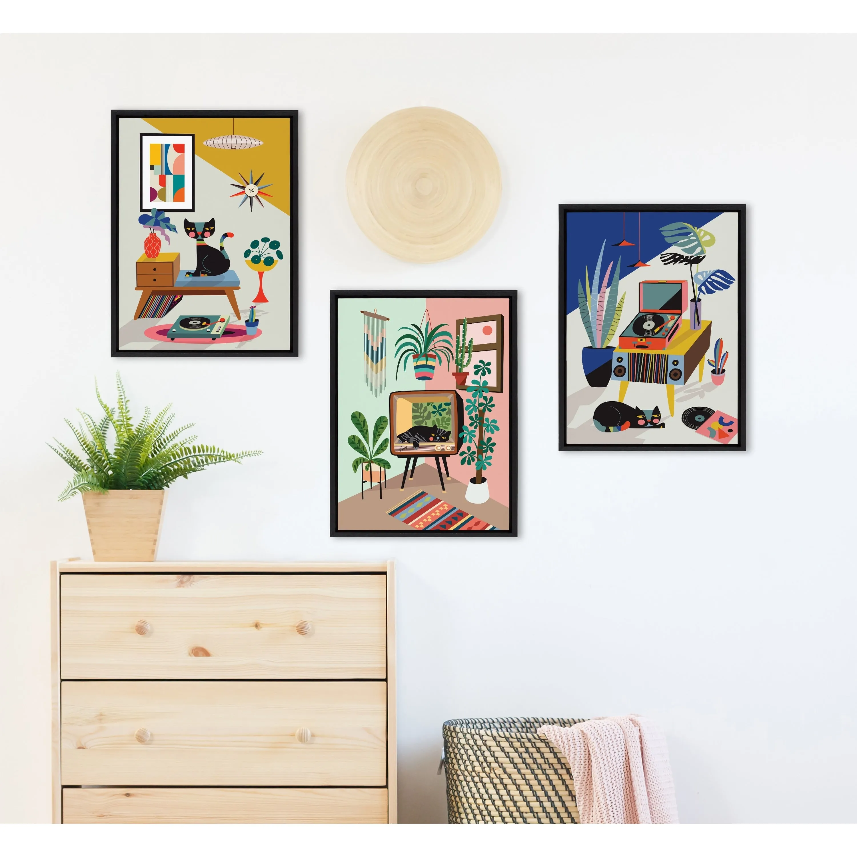 Kate and Laurel Sylvie Chill Out Framed Canvas Art Set by Rachel Lee