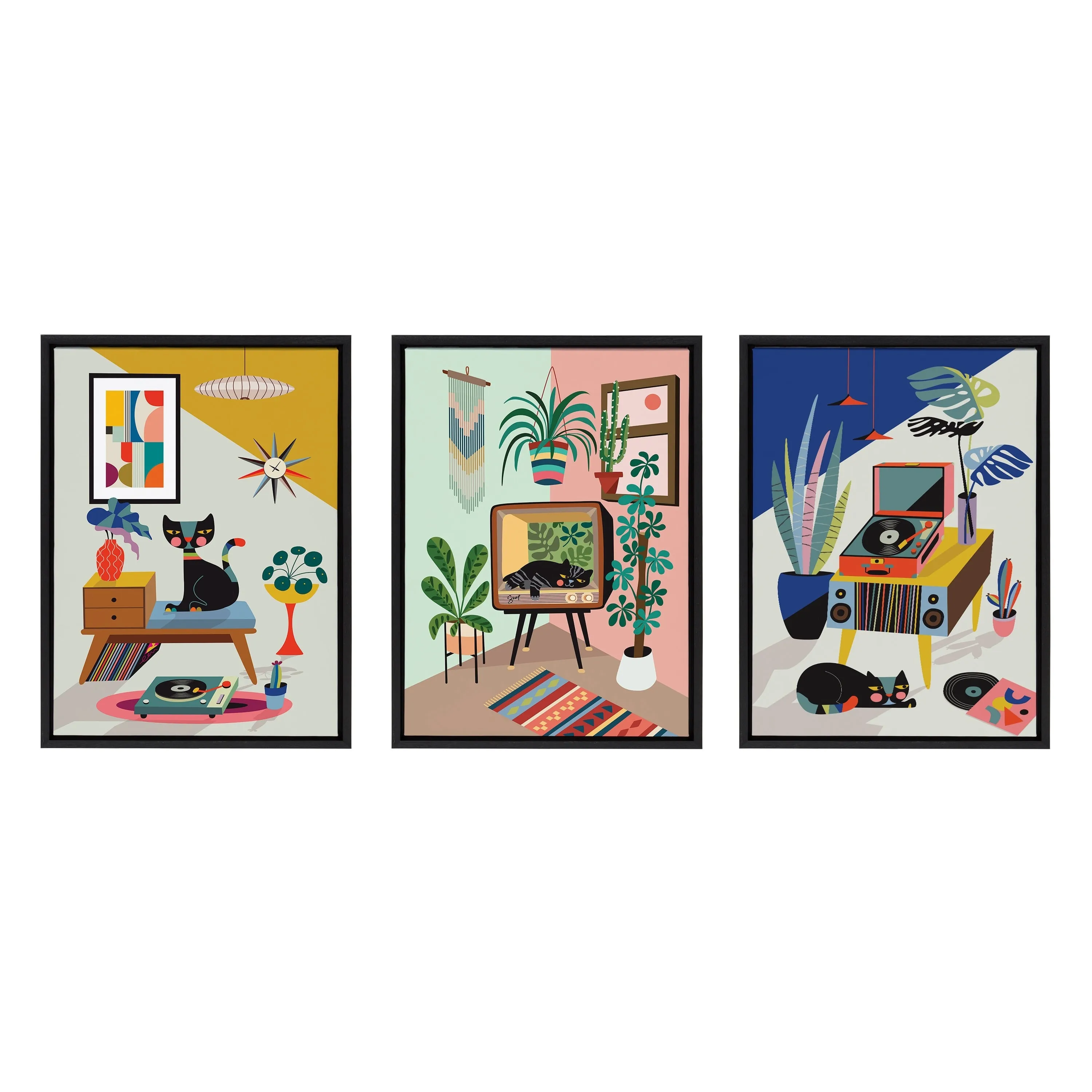 Kate and Laurel Sylvie Chill Out Framed Canvas Art Set by Rachel Lee