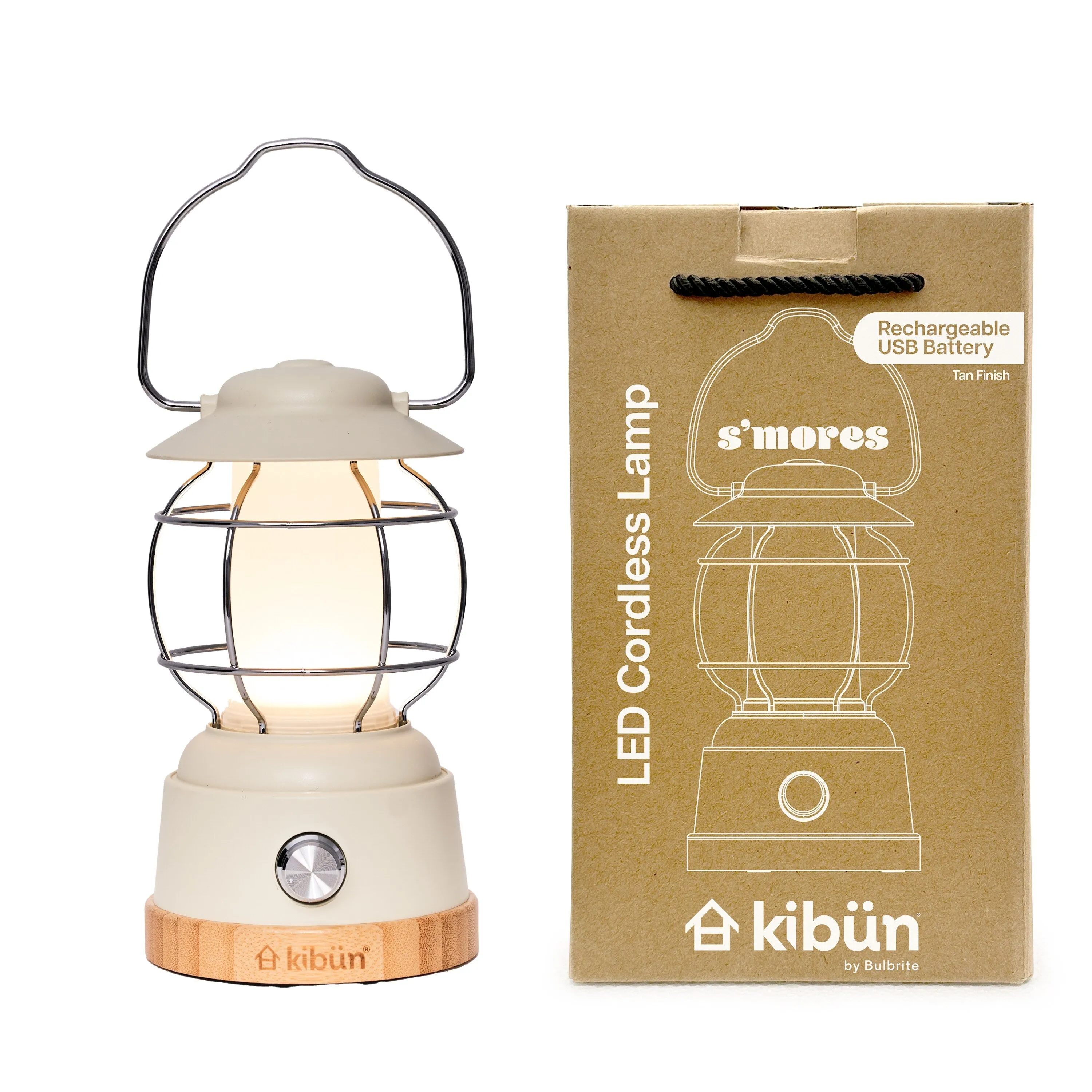 Kibun by Bulbrite S'mores Cordless LED Outdoor Table Lamp   Dimmer Built-in Rechargeable Battery 3-Level Brightness   Power Bank