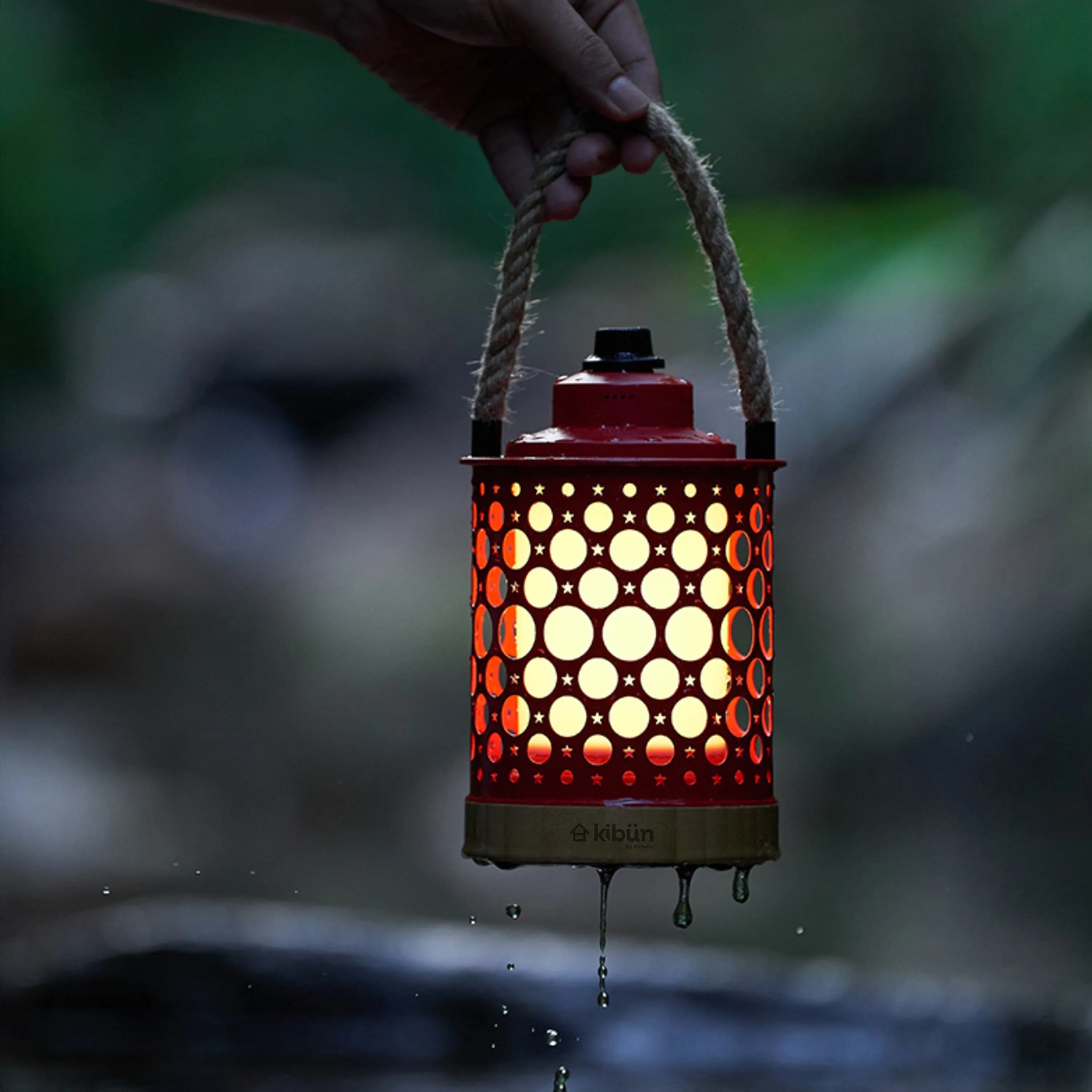 Kibun by Bulbrite Stargaze Cordless LED Outdoor Table Lamp with Dimmer. 3-Level Brightness with Dual Power Source