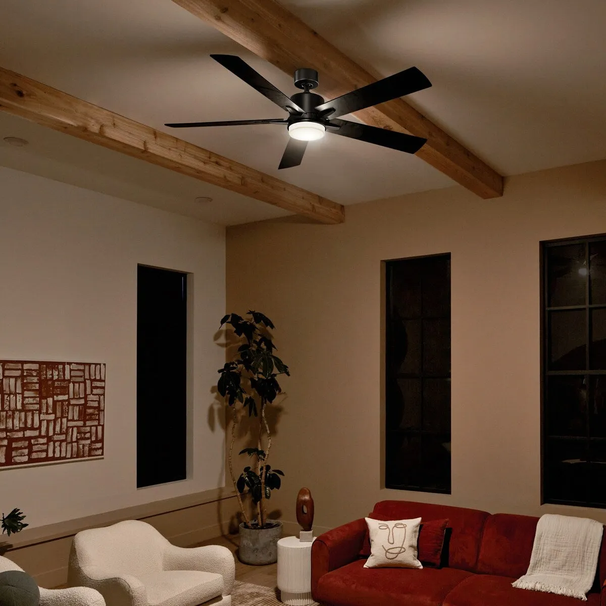 Kichler 330060 Lucian 60 5 Blade Indoor LED Ceiling Fan with Wall
