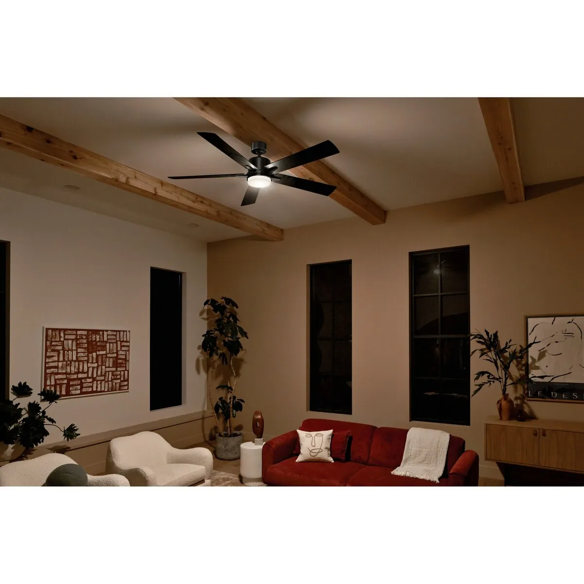Kichler 330060 Lucian 60 5 Blade Indoor LED Ceiling Fan with Wall