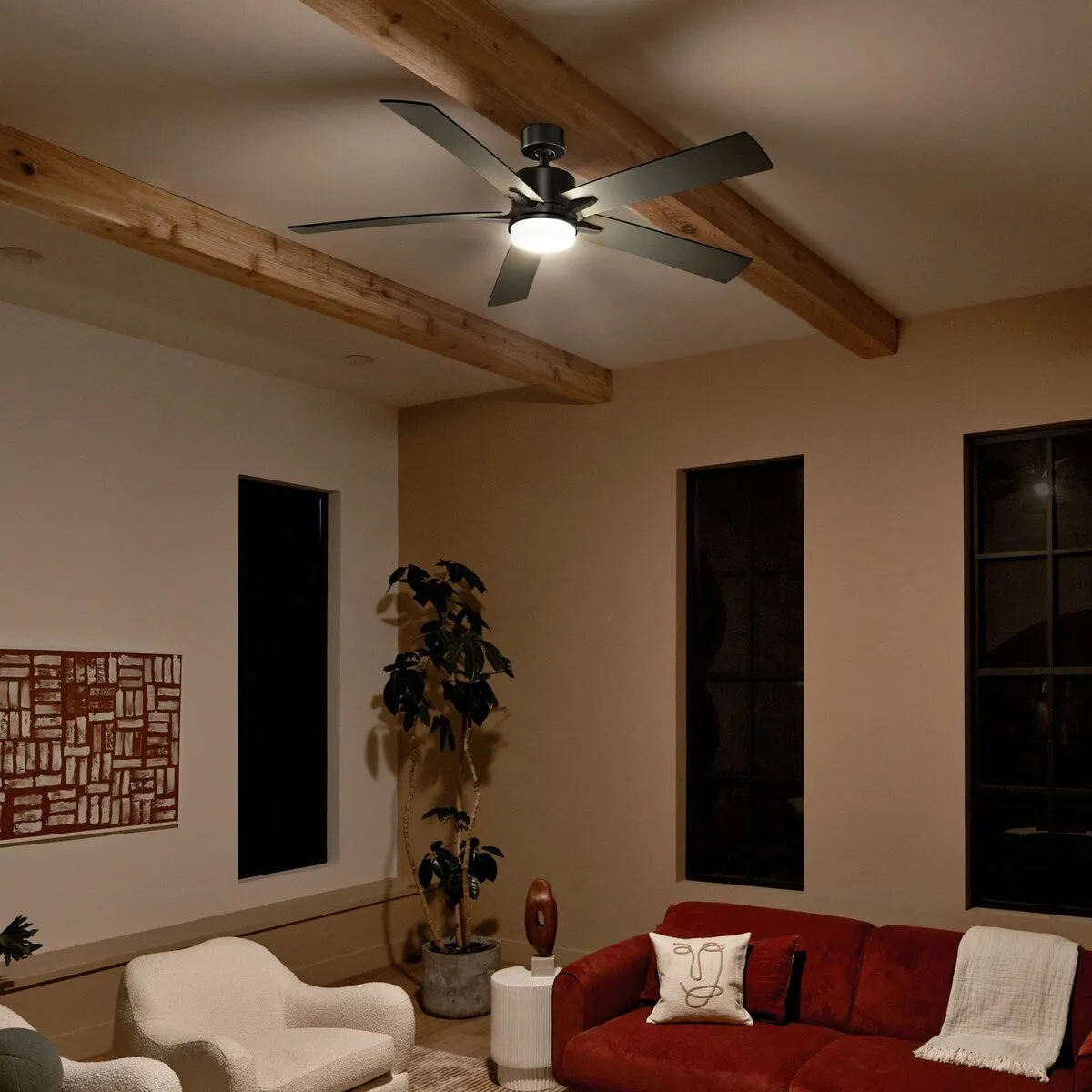 Kichler 330060 Lucian 60 5 Blade Indoor LED Ceiling Fan with Wall