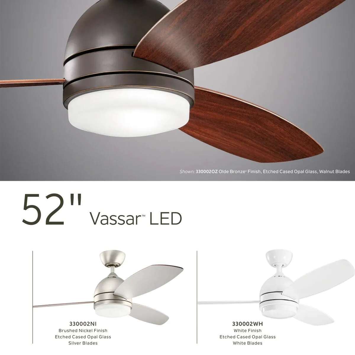 Kichler Vassar 52 3 Blade LED Ceiling Fan