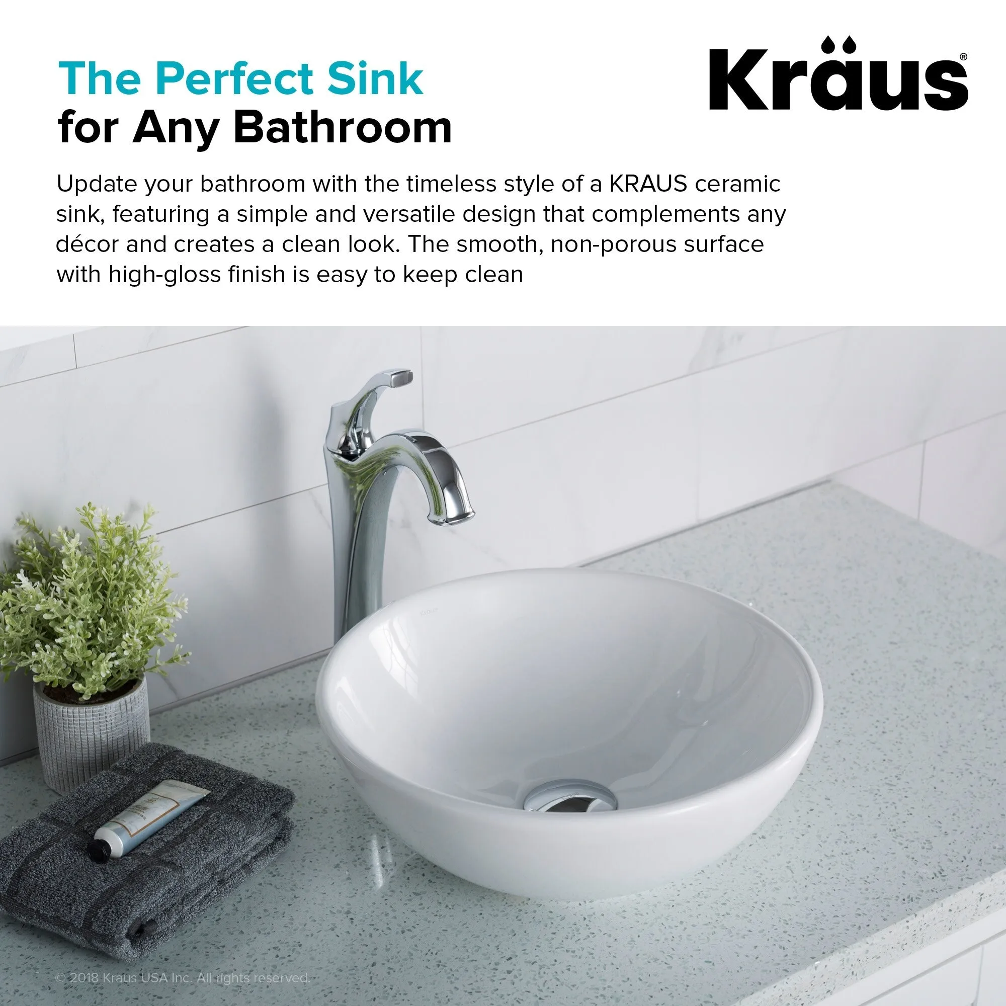 Kraus Elavo 13-27/40 Vitreous China Vessel Bathroom Sink