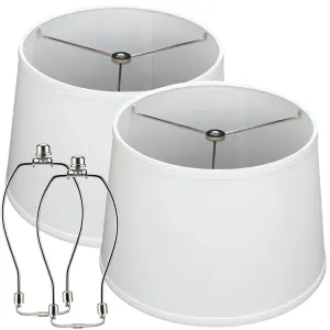 Lamp Shades For Table Lamps - Hand-Crafted Natural Linen Fabric (10 Top x 12 Diam x 9 Tall)- Fits Most Light Fixtures