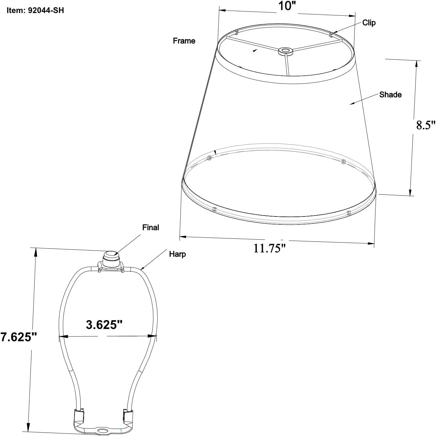 Lamp Shades For Table Lamps - Hand-Crafted Natural Linen Fabric (10 Top x 12 Diam x 9 Tall)- Fits Most Light Fixtures