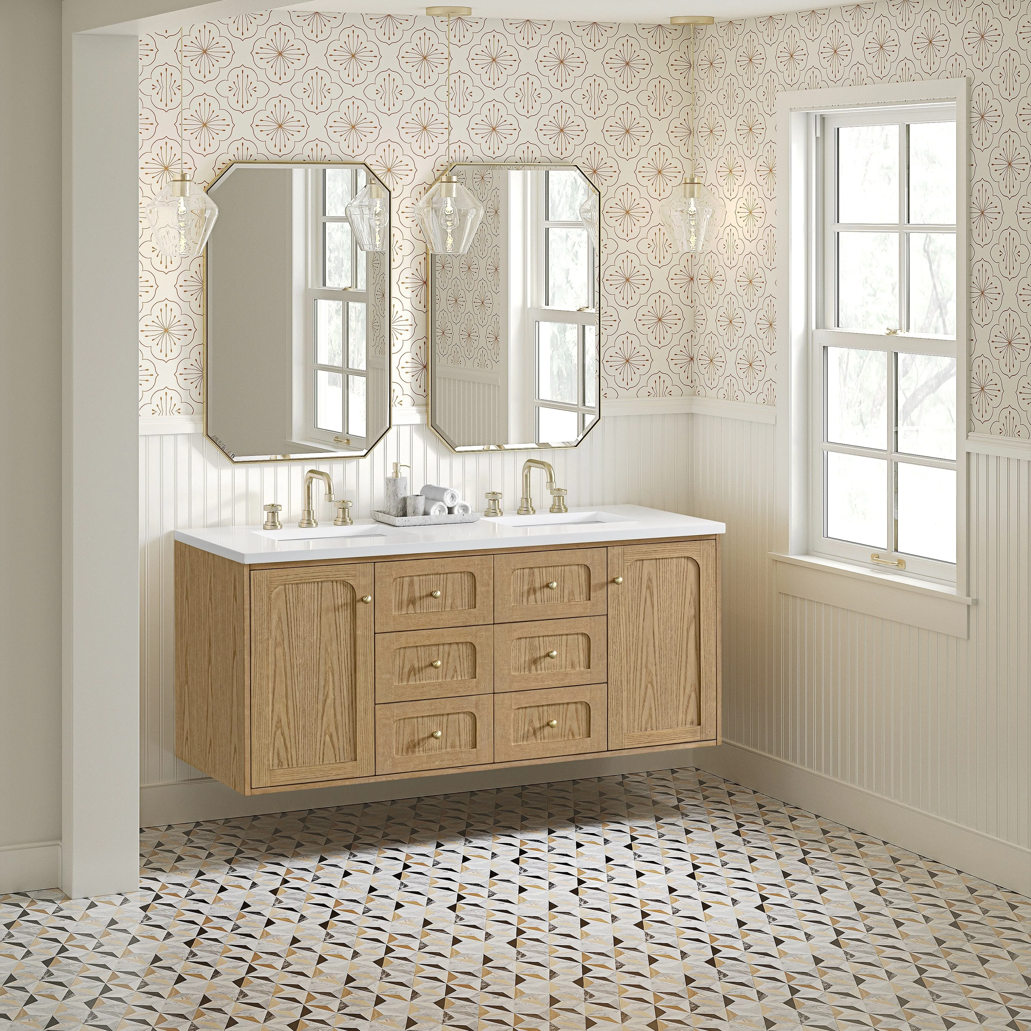 Laurent 60 Double Vanity. Light Natural Oak - 60D
