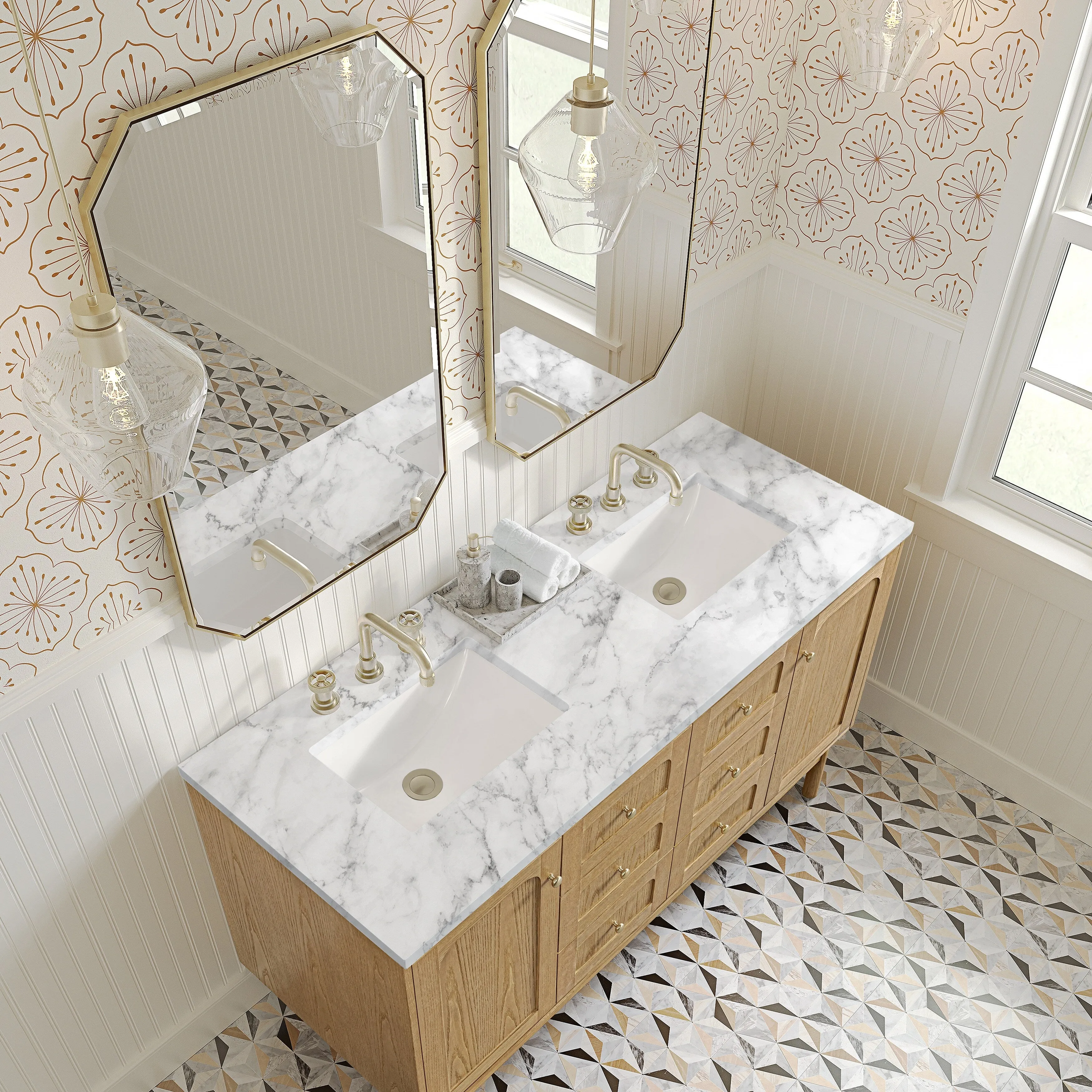 Laurent 60 Double Vanity. Light Natural Oak - 60D