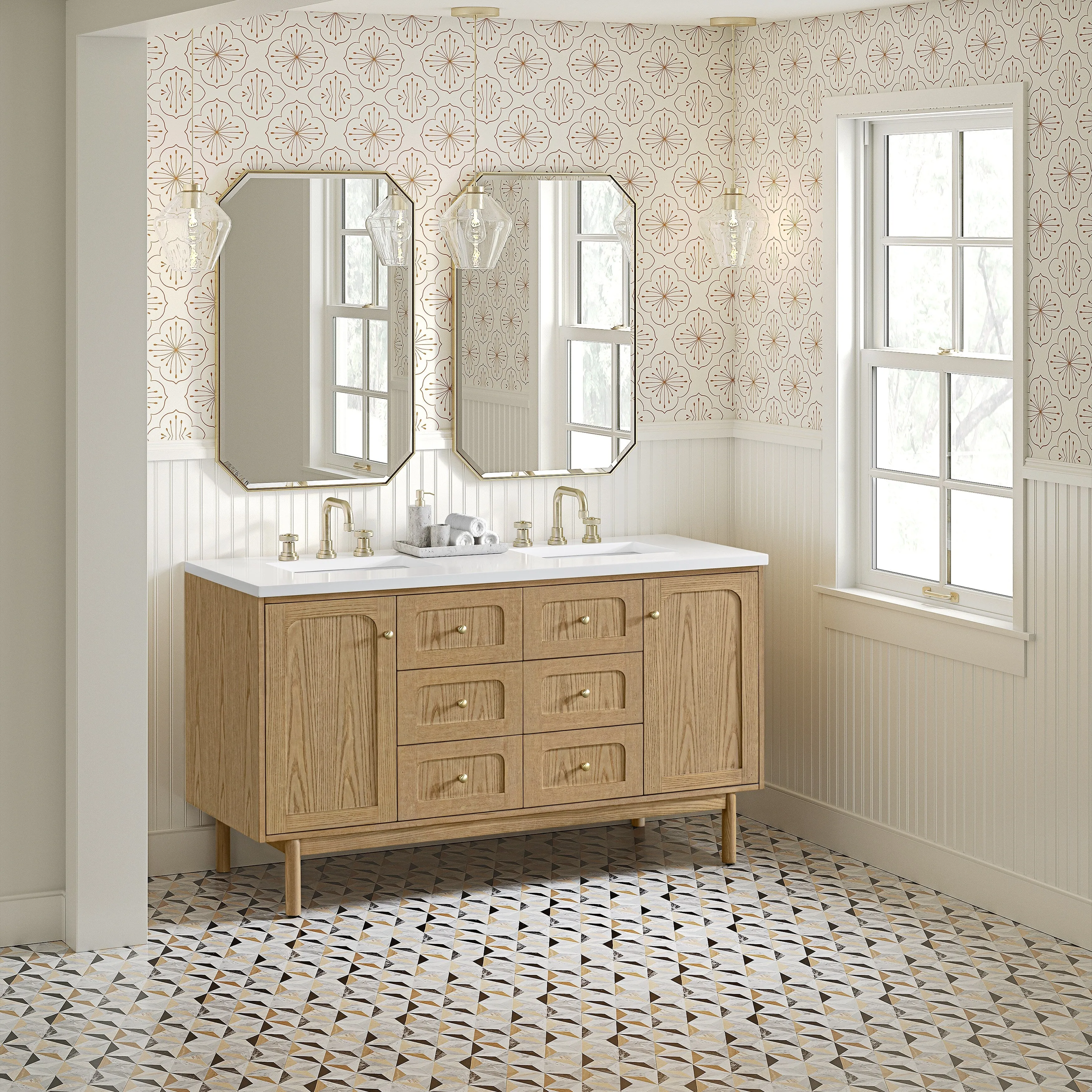 Laurent 60 Double Vanity. Light Natural Oak - 60D