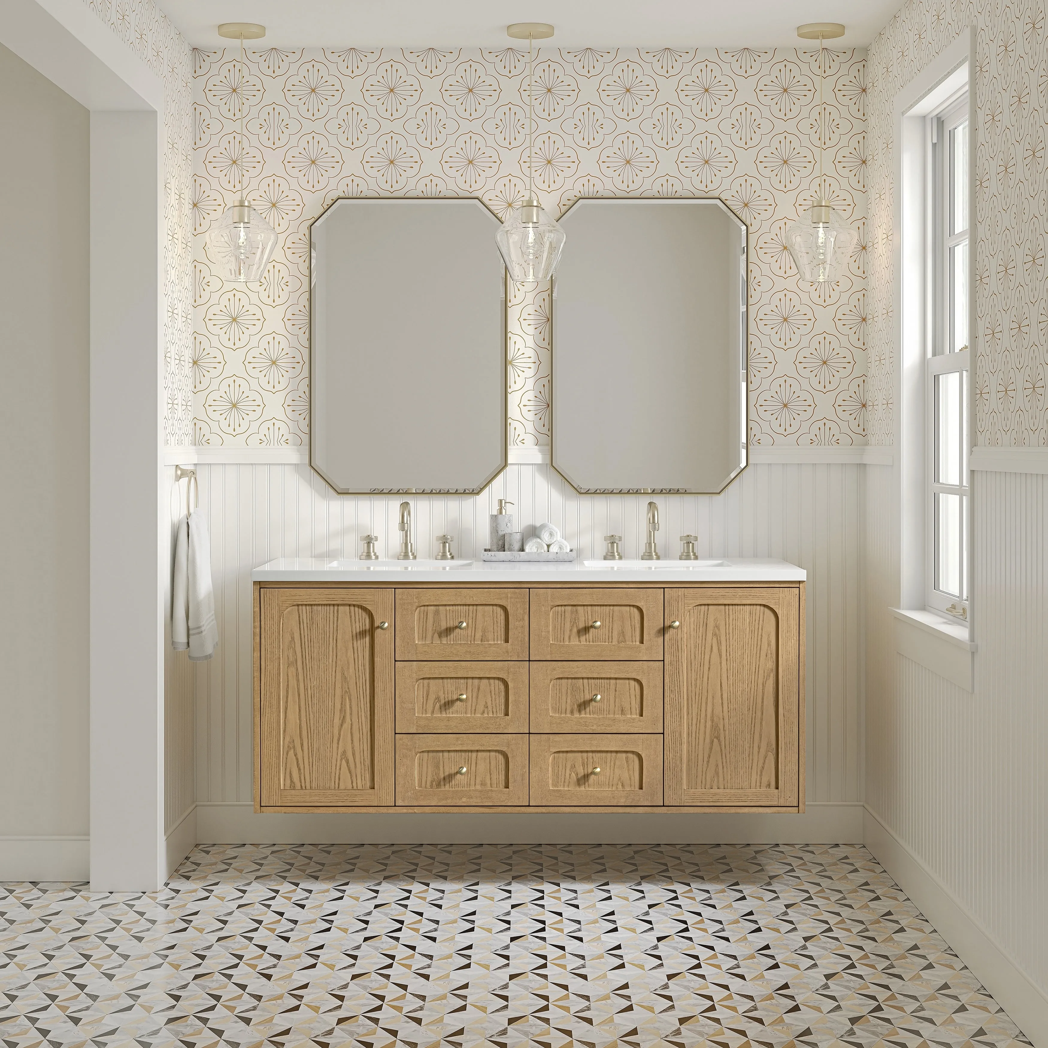 Laurent 60 Double Vanity. Light Natural Oak - 60D