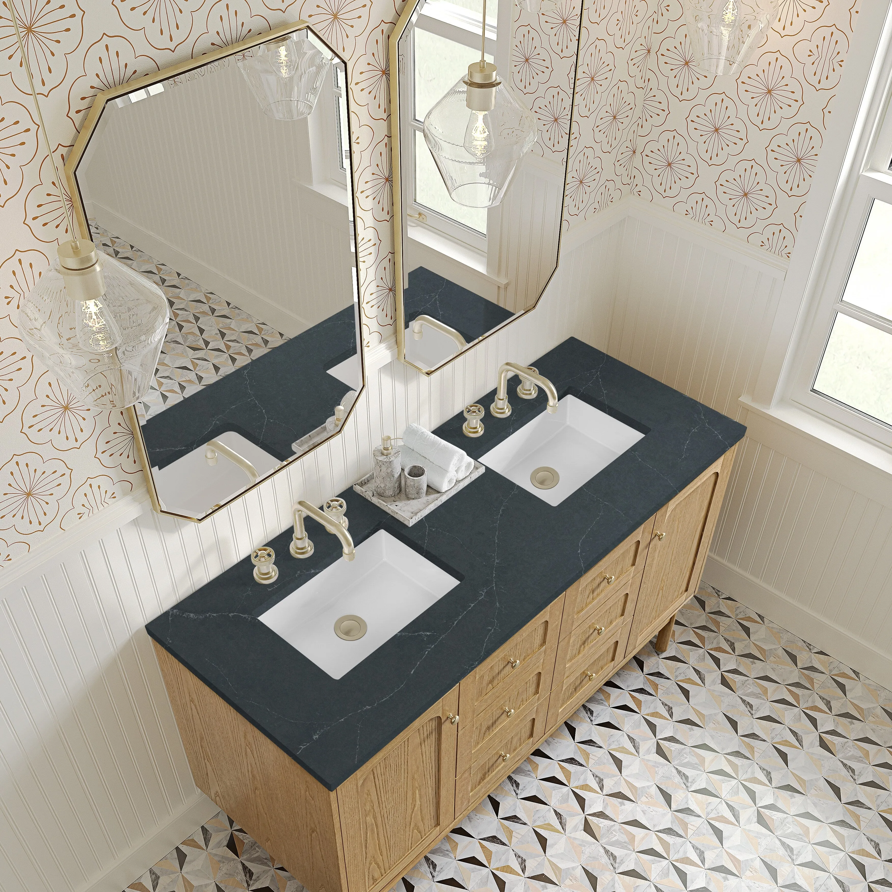 Laurent 60 Double Vanity. Light Natural Oak - 60D