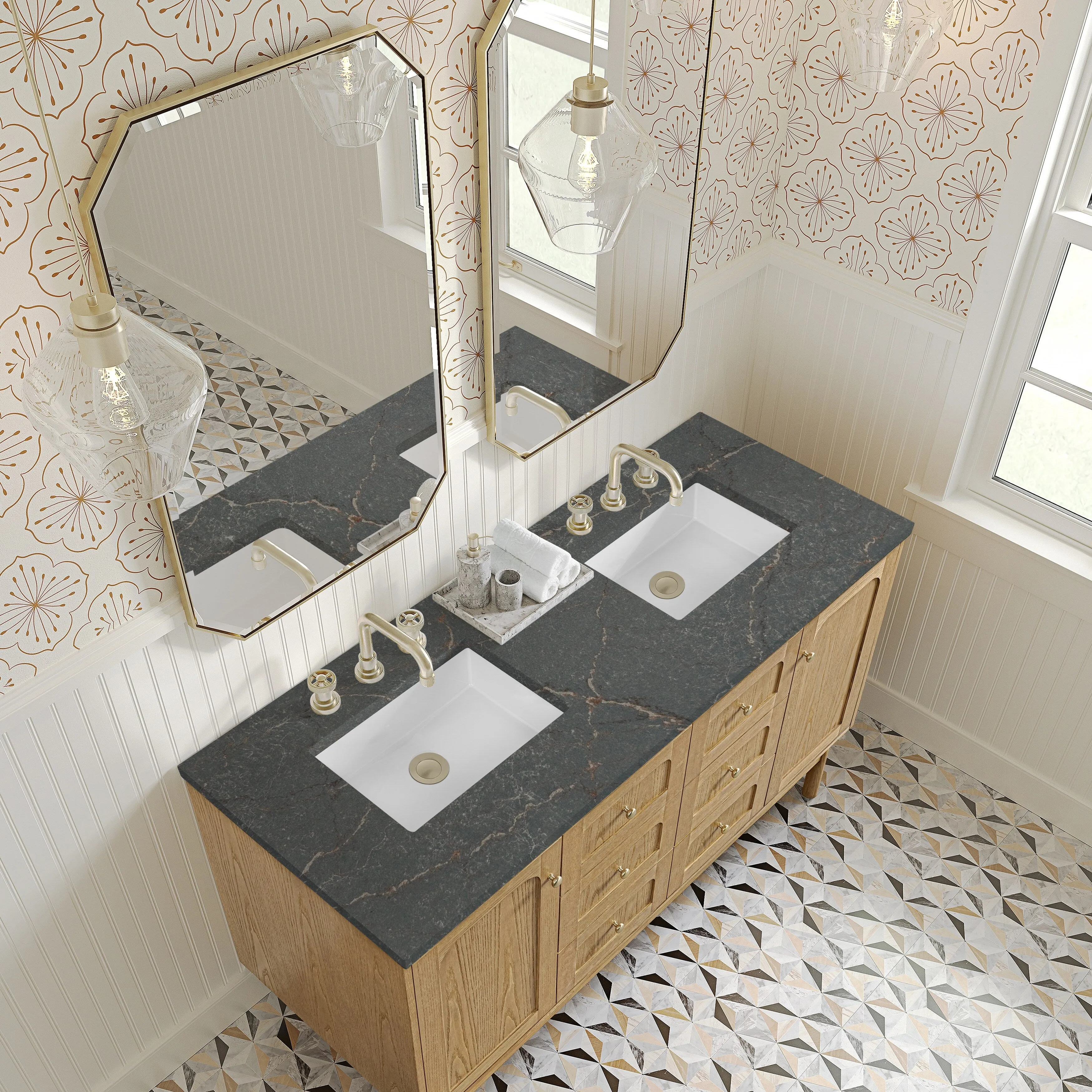 Laurent 60 Double Vanity. Light Natural Oak - 60D