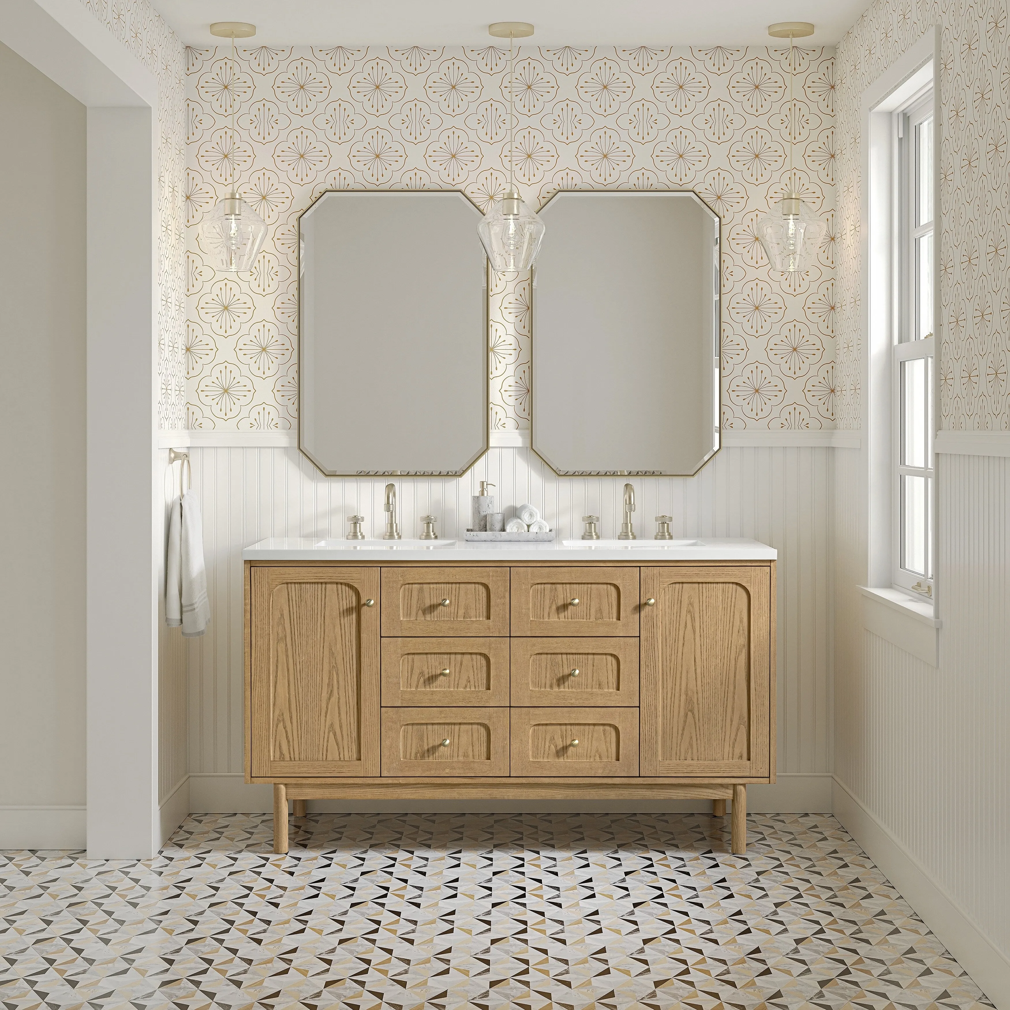 Laurent 60 Double Vanity. Light Natural Oak - 60D