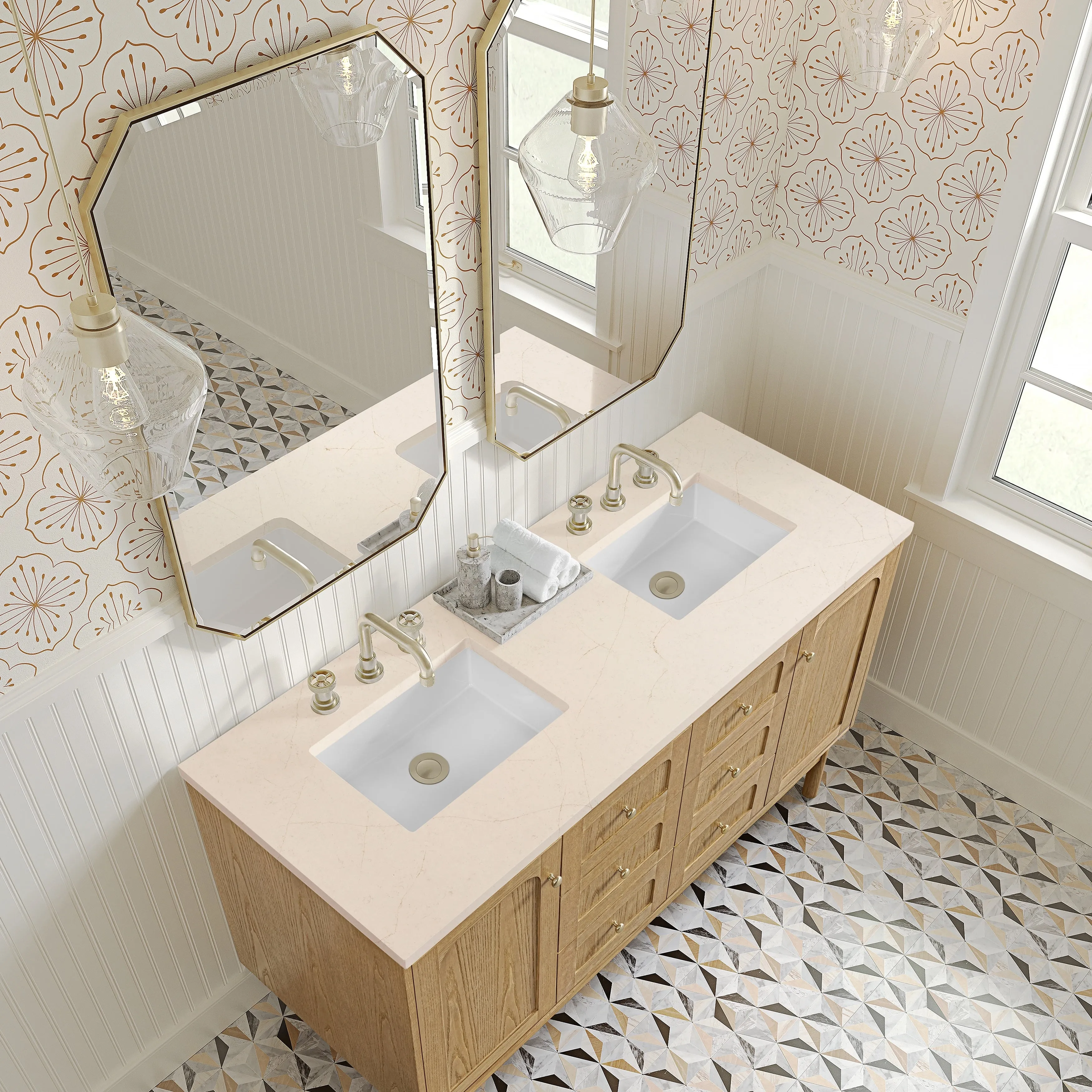Laurent 60 Double Vanity. Light Natural Oak - 60D