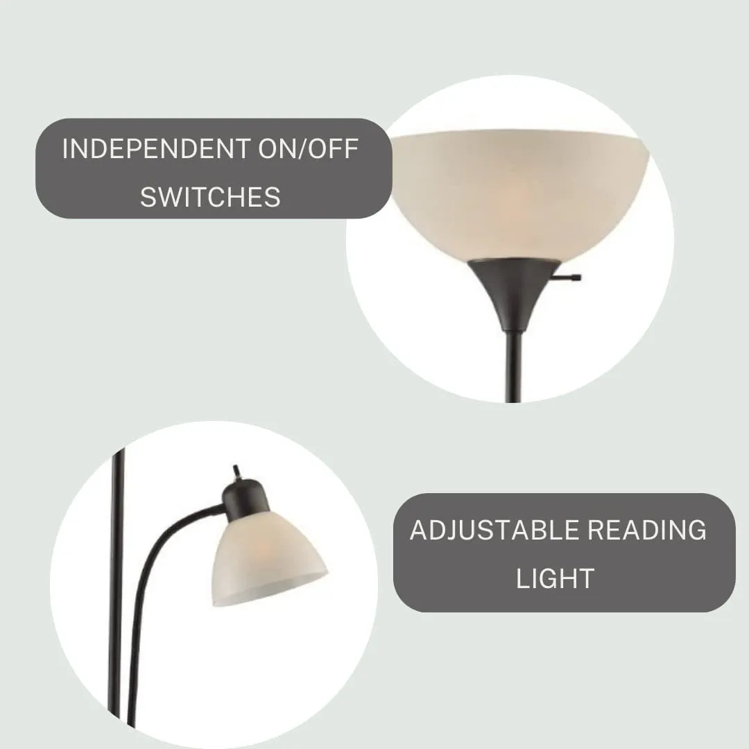 LIGHTACCENTS Floor Lamp with White Plastic Shades. Adjustable Standing Lamp. Reading Light. Head Lamp. Ideal Floor Lamps