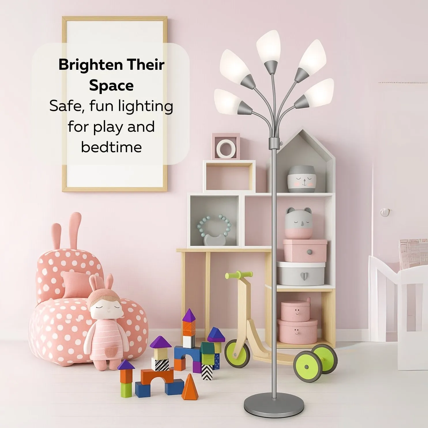 LIGHTACCENTS Modern Medusa Floor Lamp - 5 Light Standing Lamp for Bedroom and Living Room with Adjustable Acrylic White