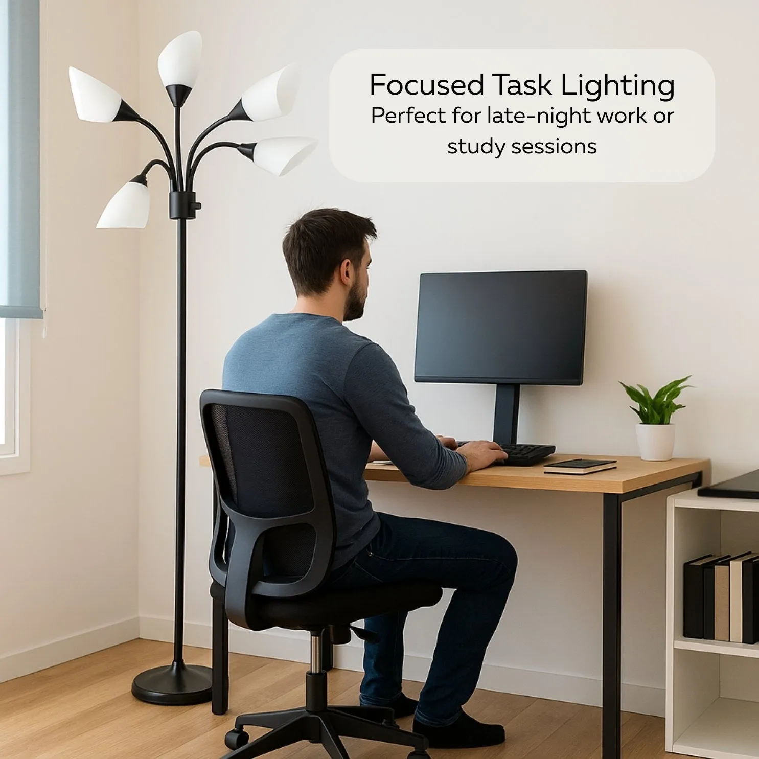 LIGHTACCENTS Modern Medusa Floor Lamp - 5 Light Standing Lamp for Bedroom and Living Room with Adjustable Acrylic White