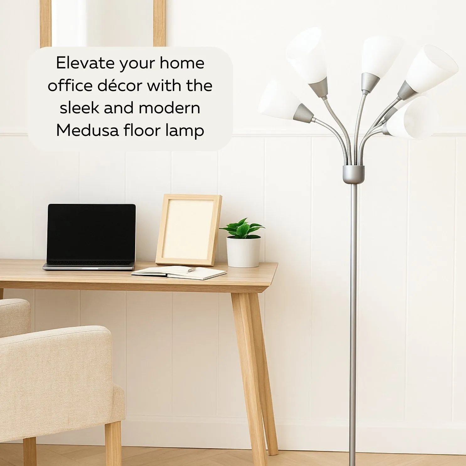 LIGHTACCENTS Modern Medusa Floor Lamp - 5 Light Standing Lamp for Bedroom and Living Room with Adjustable Acrylic White