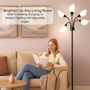 LIGHTACCENTS Modern Medusa Floor Lamp - 5 Light Standing Lamp for Bedroom and Living Room with Adjustable Acrylic White