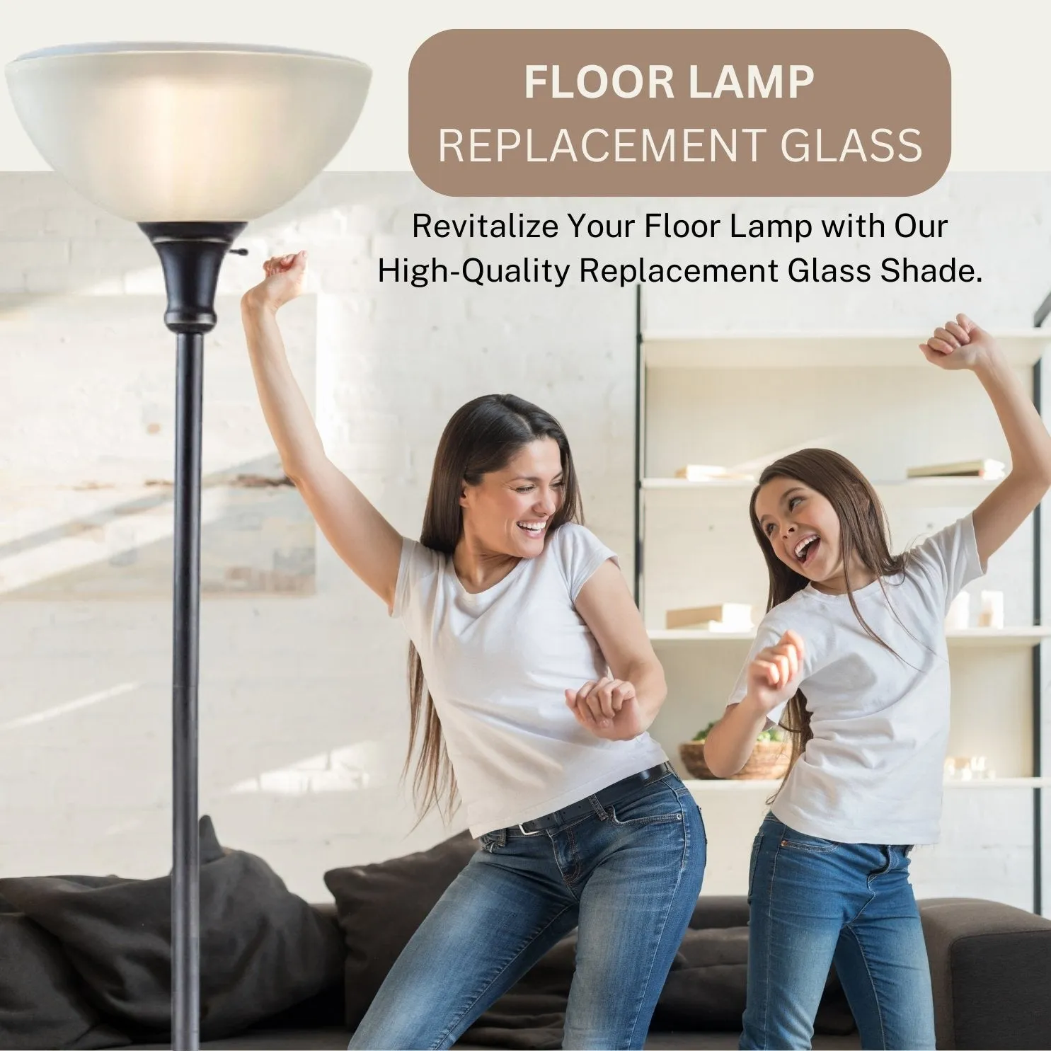 LIGHTACCENTS White Glass Lamp Shade Replacement for Floor Lamp - Lamp Shade for Floor Lamps - Glass Lamp Shade - Floor L