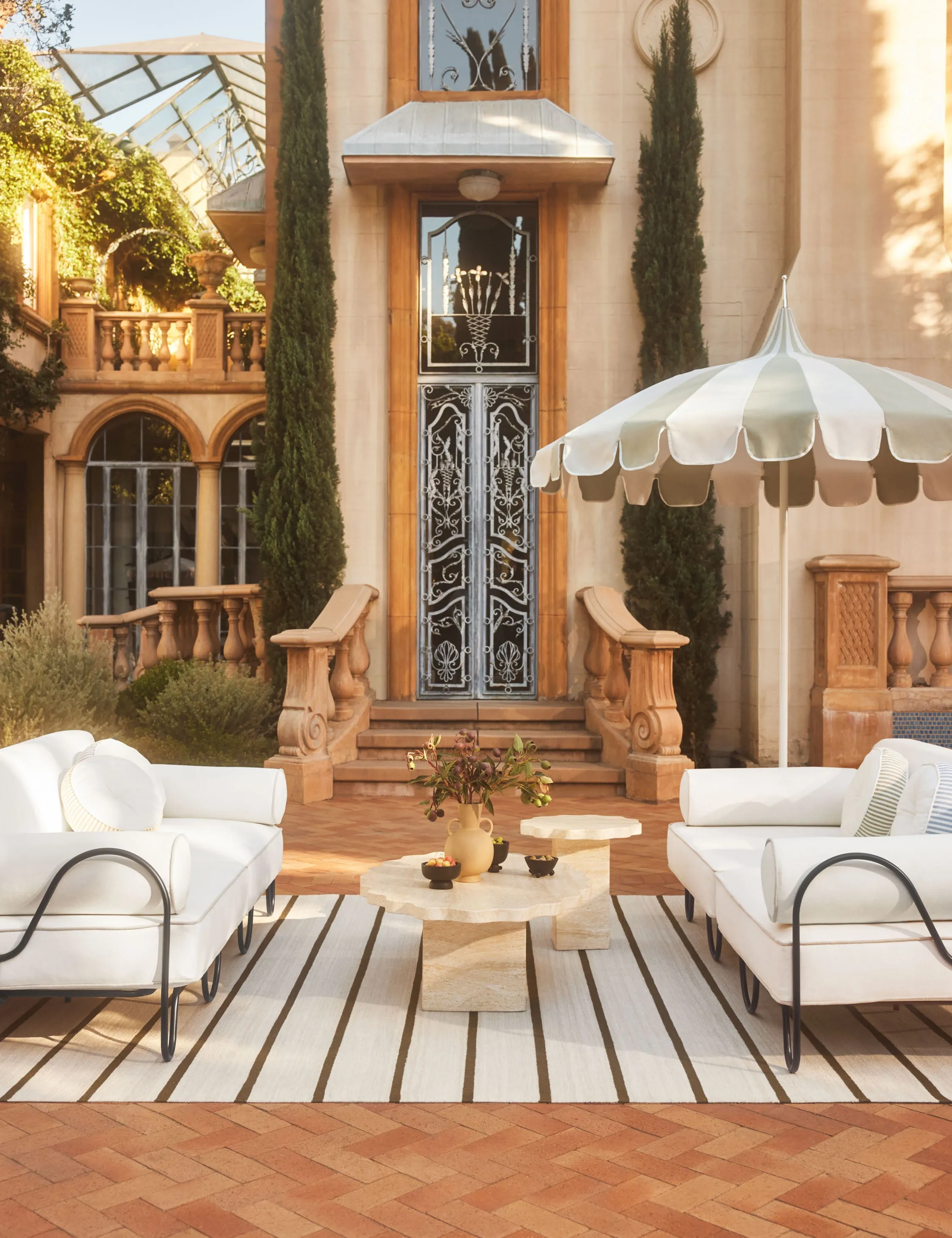 Littu Indoor / Outdoor Striped Disc Pillow by Sarah Sherman Samuel
