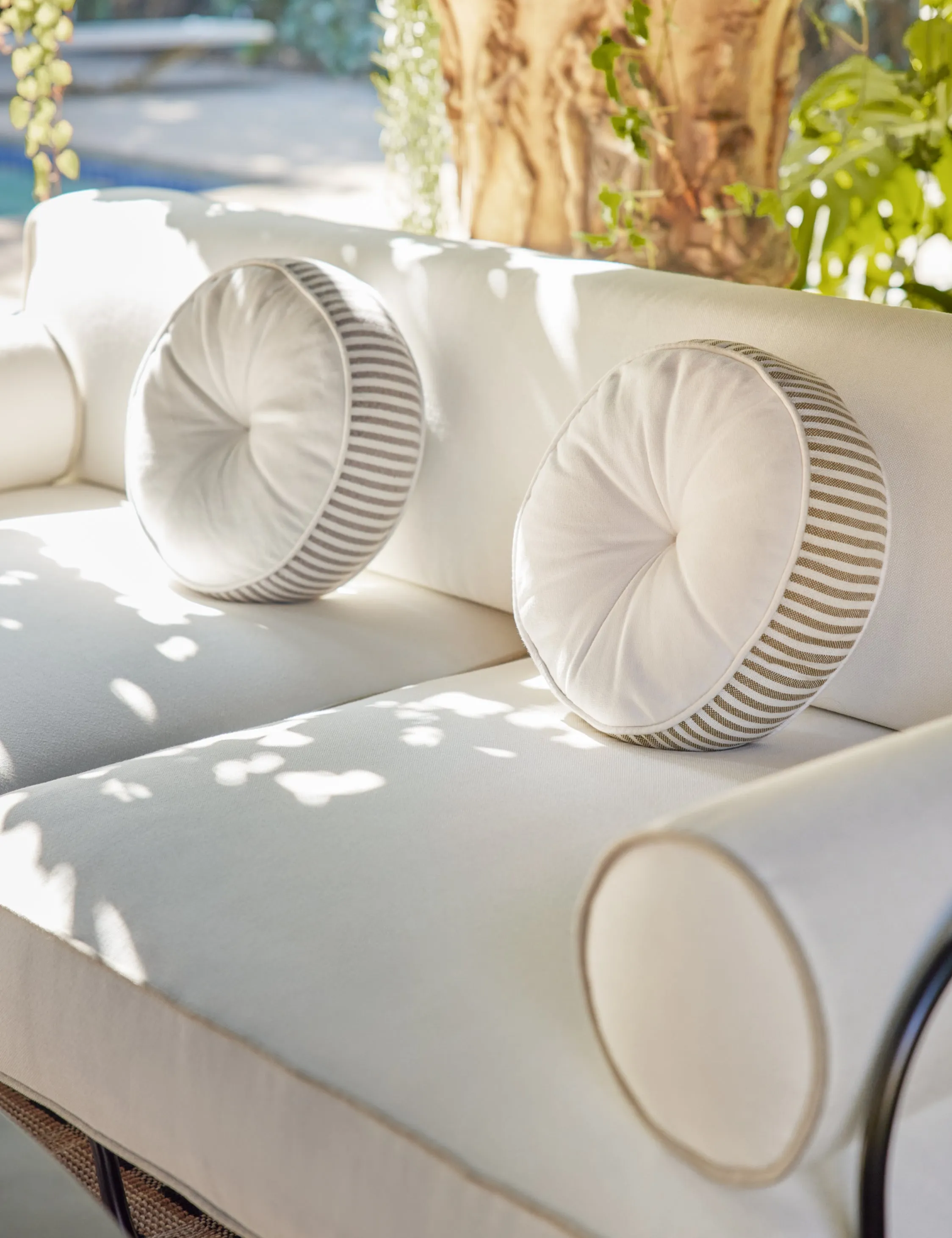 Littu Indoor / Outdoor Striped Disc Pillow by Sarah Sherman Samuel