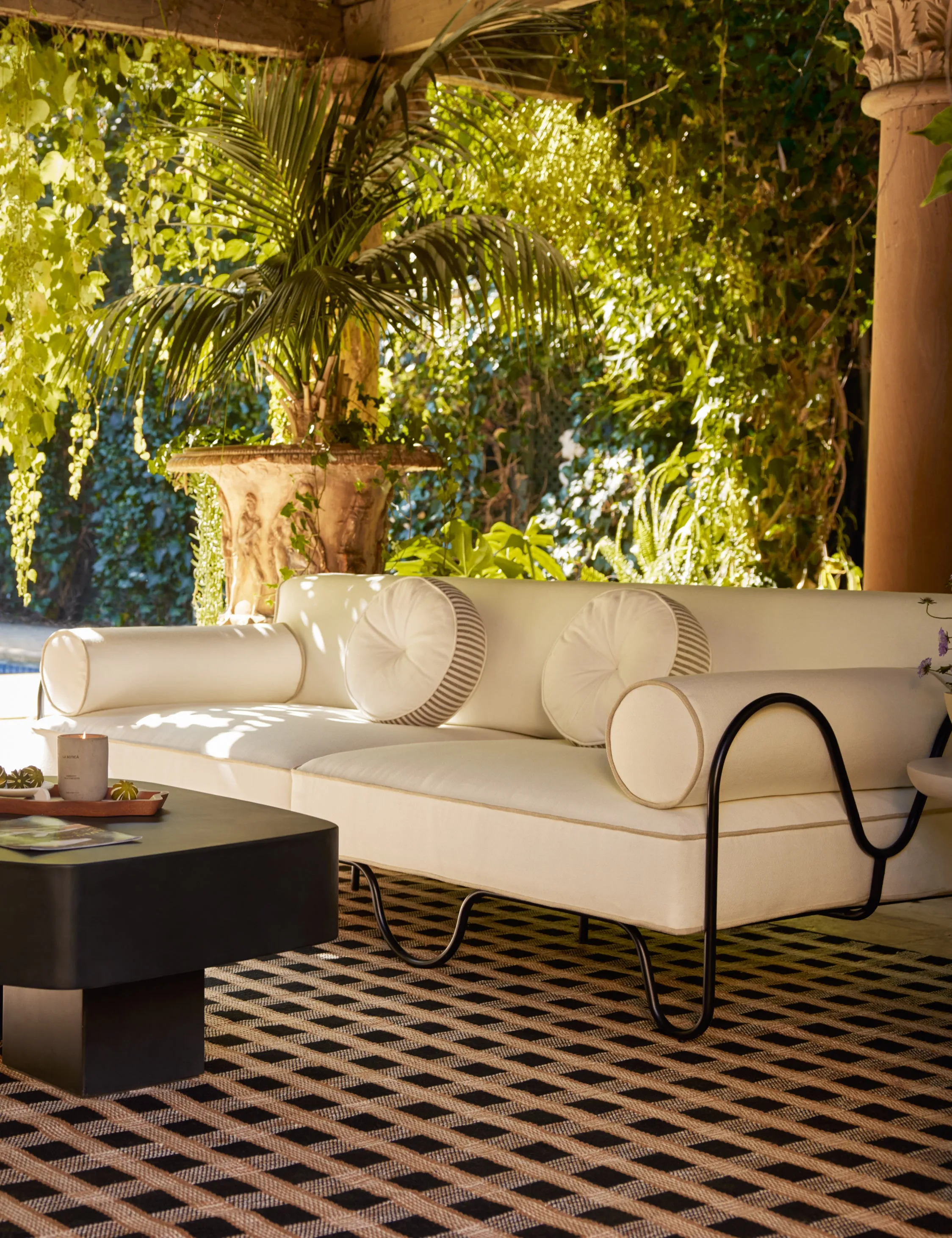Littu Indoor / Outdoor Striped Disc Pillow by Sarah Sherman Samuel