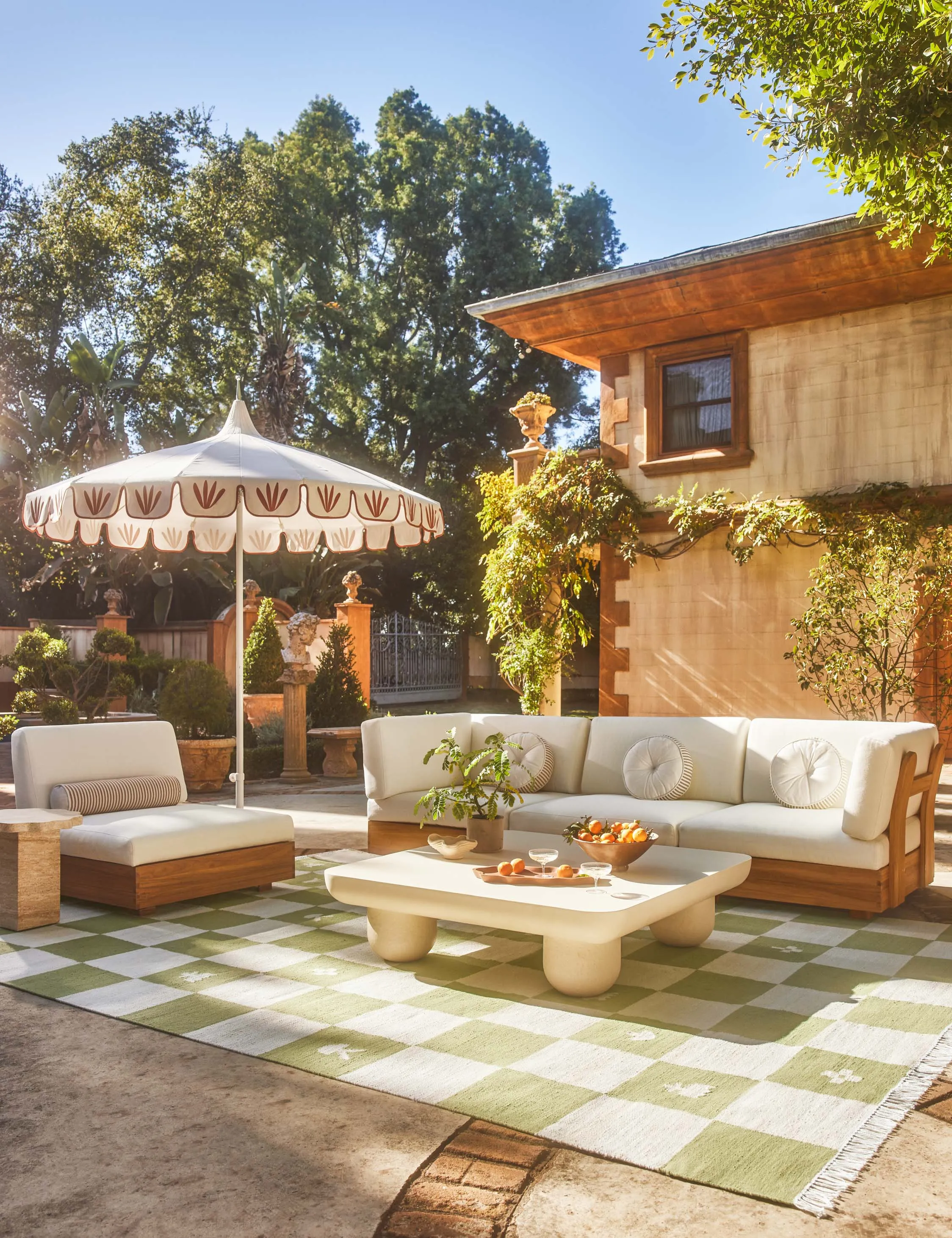 Littu Indoor / Outdoor Striped Disc Pillow by Sarah Sherman Samuel