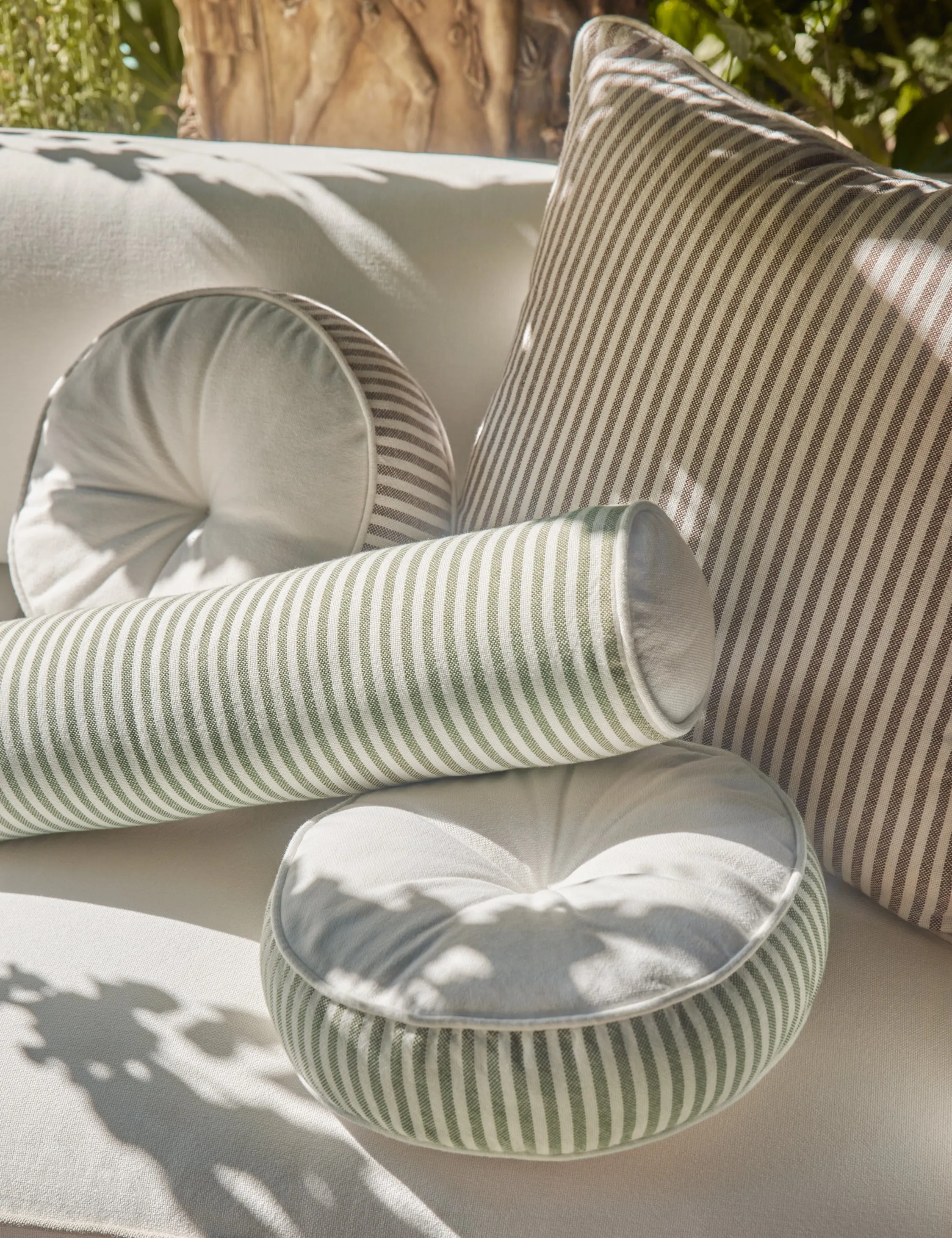 Littu Indoor / Outdoor Striped Disc Pillow by Sarah Sherman Samuel