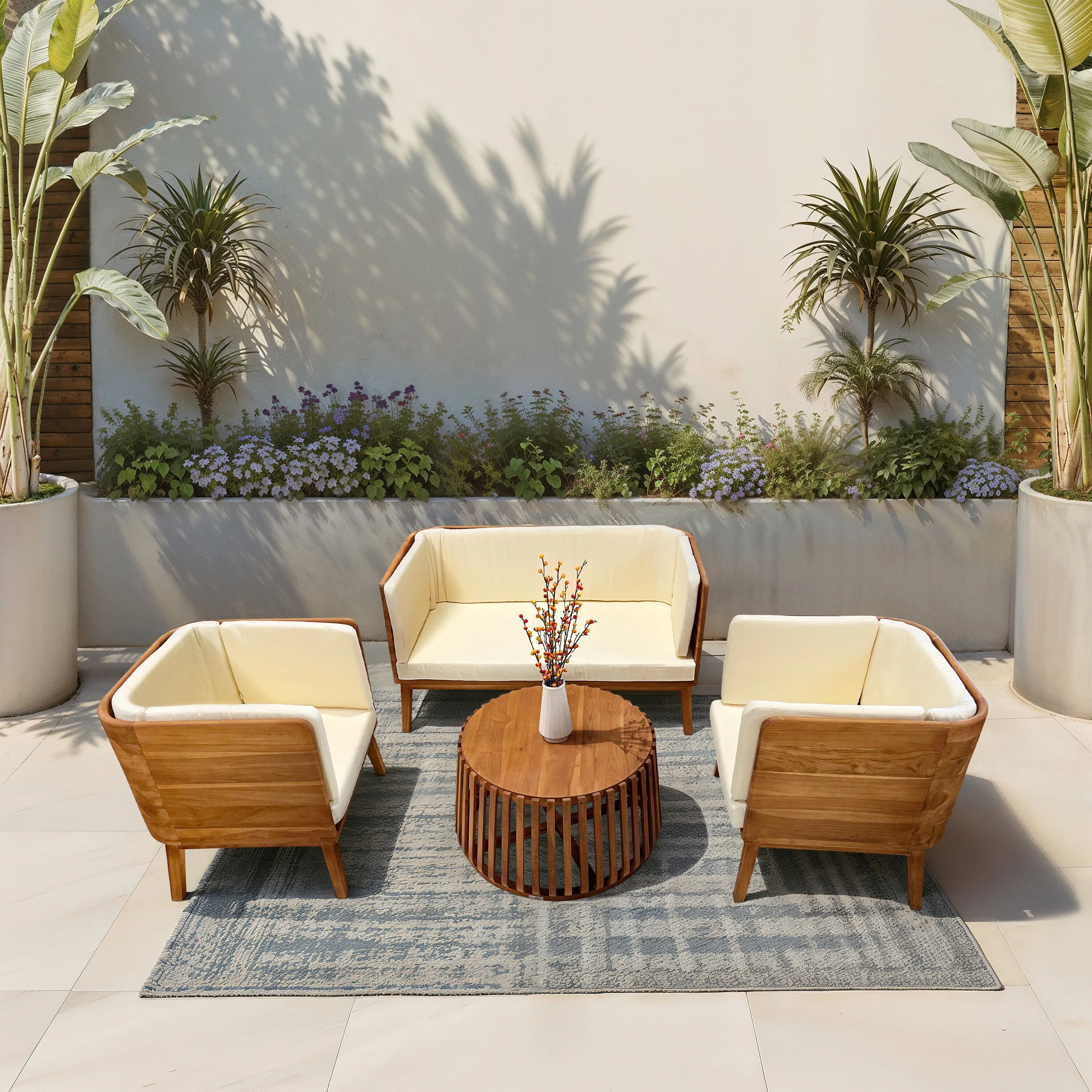 LuXeo Olivia Teak Deep Seating Set - 4 Person