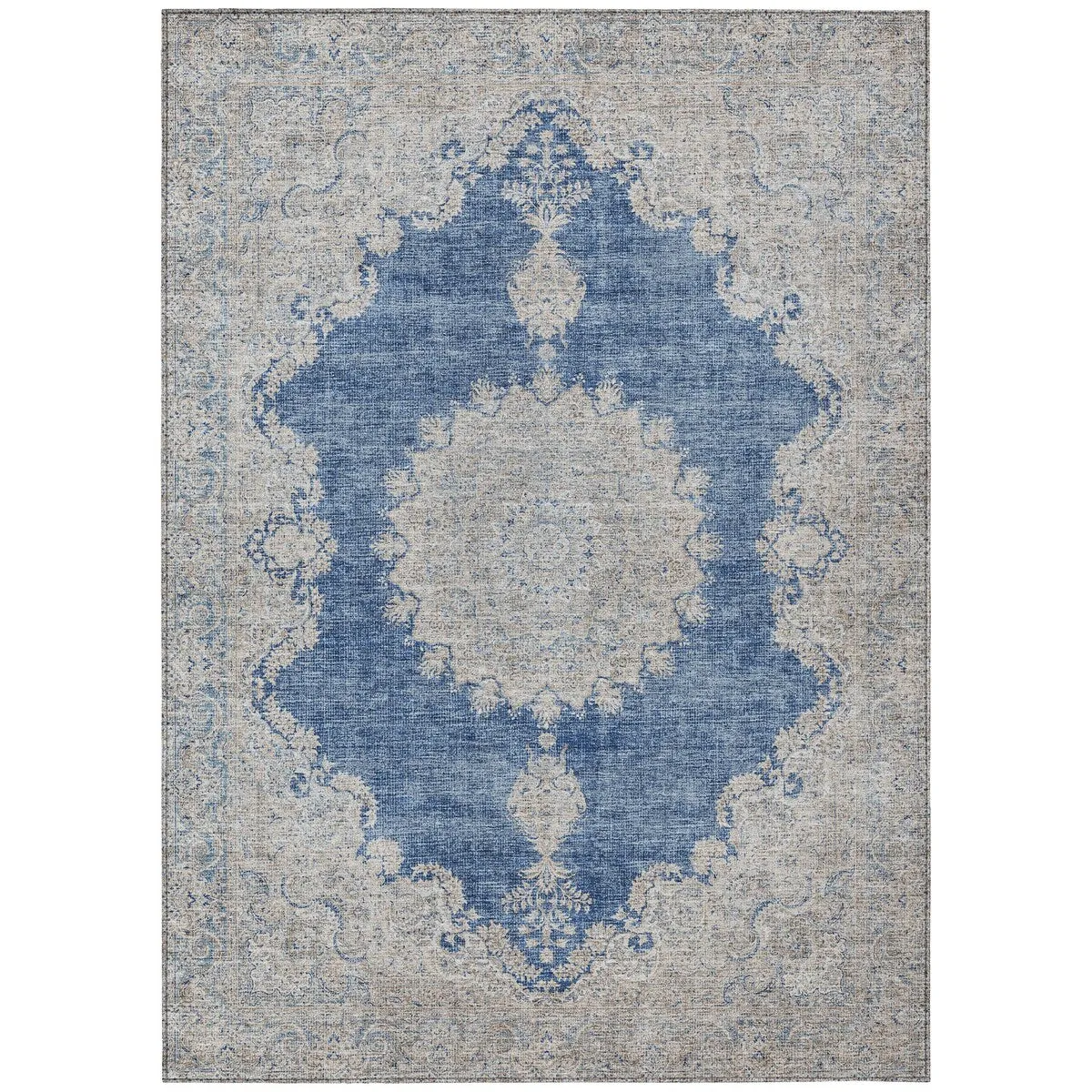 Machine Washable Indoor/ Outdoor Vintage Traditional Chantille Rug