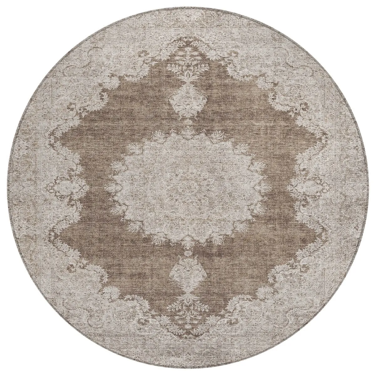 Machine Washable Indoor/ Outdoor Vintage Traditional Chantille Rug
