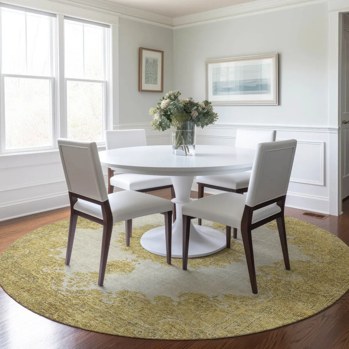 Machine Washable Indoor/ Outdoor Vintage Traditional Chantille Rug