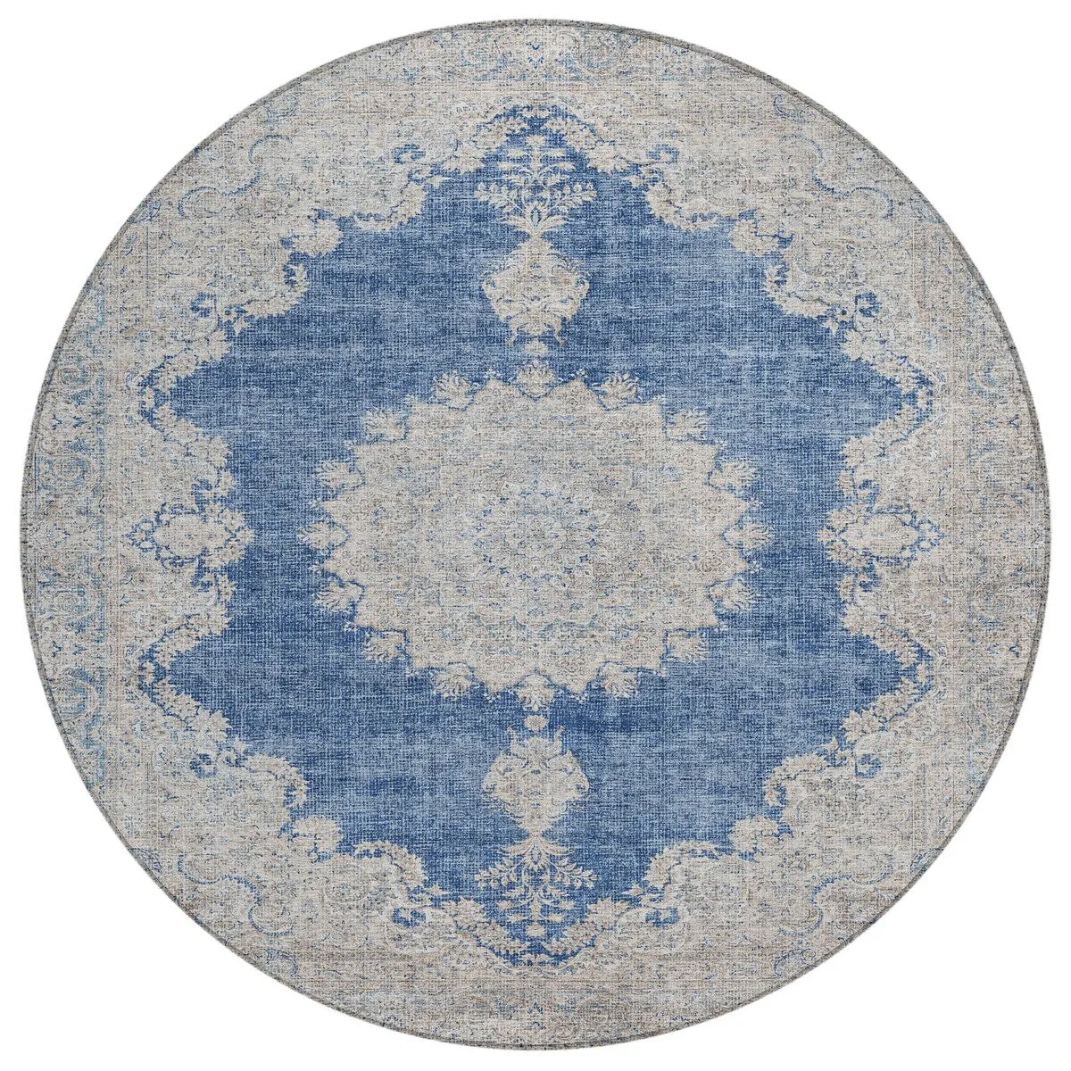 Machine Washable Indoor/ Outdoor Vintage Traditional Chantille Rug
