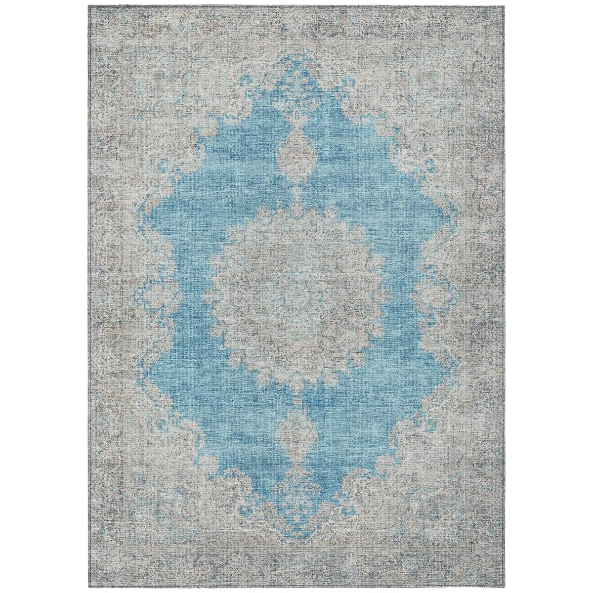 Machine Washable Indoor/ Outdoor Vintage Traditional Chantille Rug