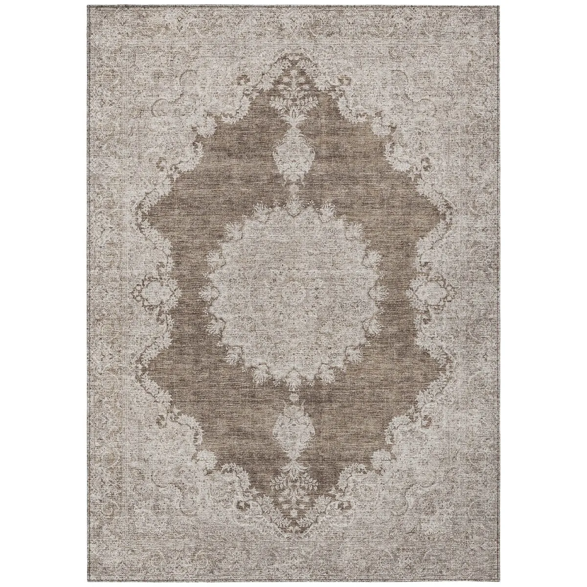 Machine Washable Indoor/ Outdoor Vintage Traditional Chantille Rug